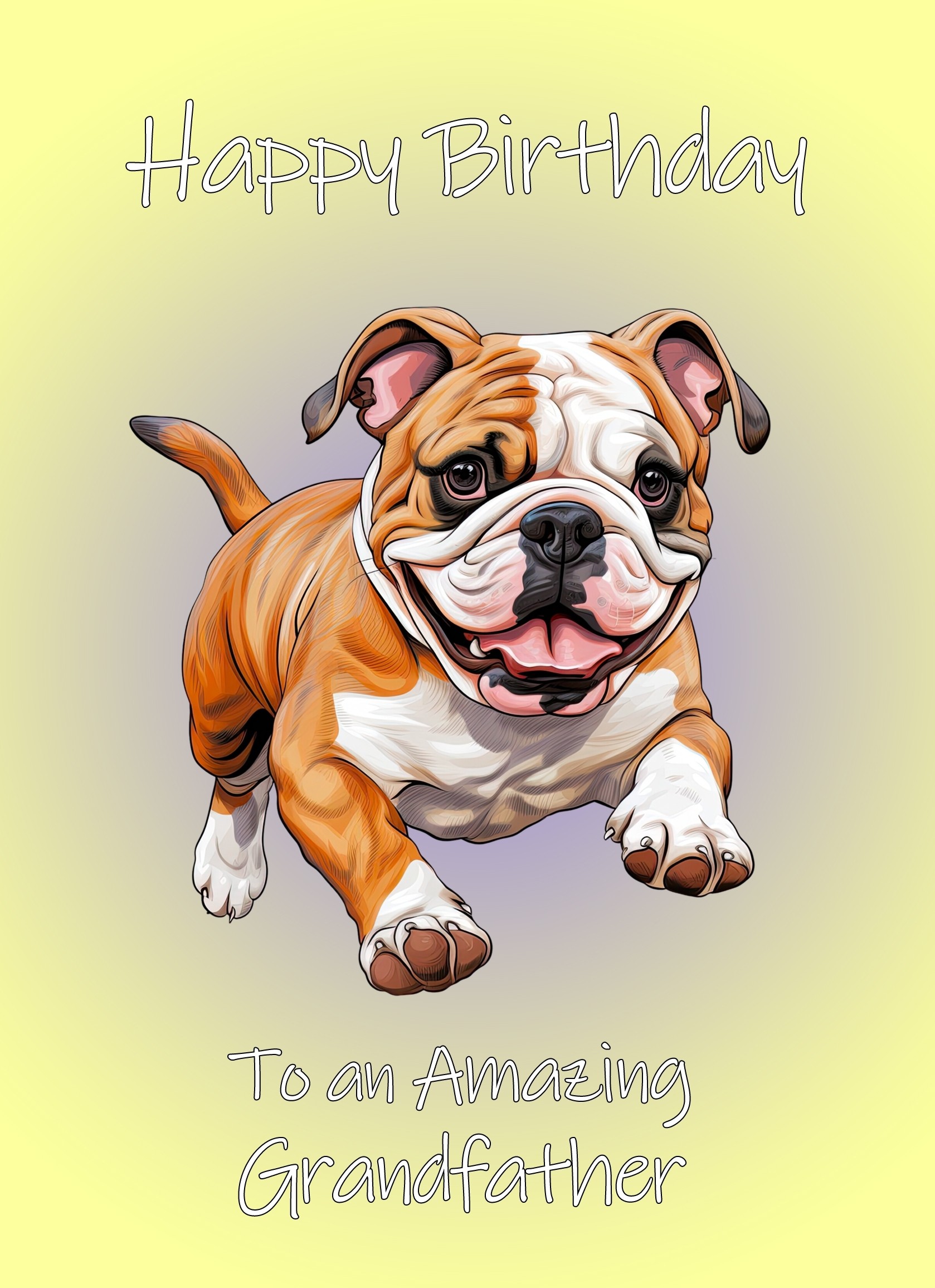 Bulldog Dog Birthday Card For Grandfather