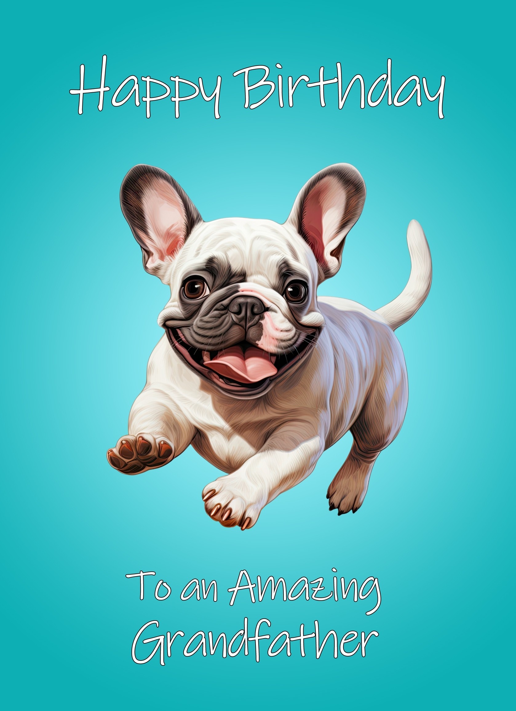 French Bulldog Dog Birthday Card For Grandfather