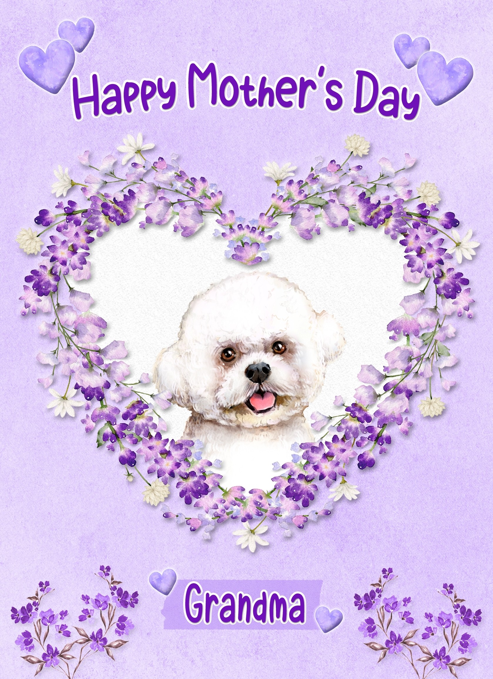 Bichon Frise Dog Mothers Day Card (Happy Mothers, Grandma)