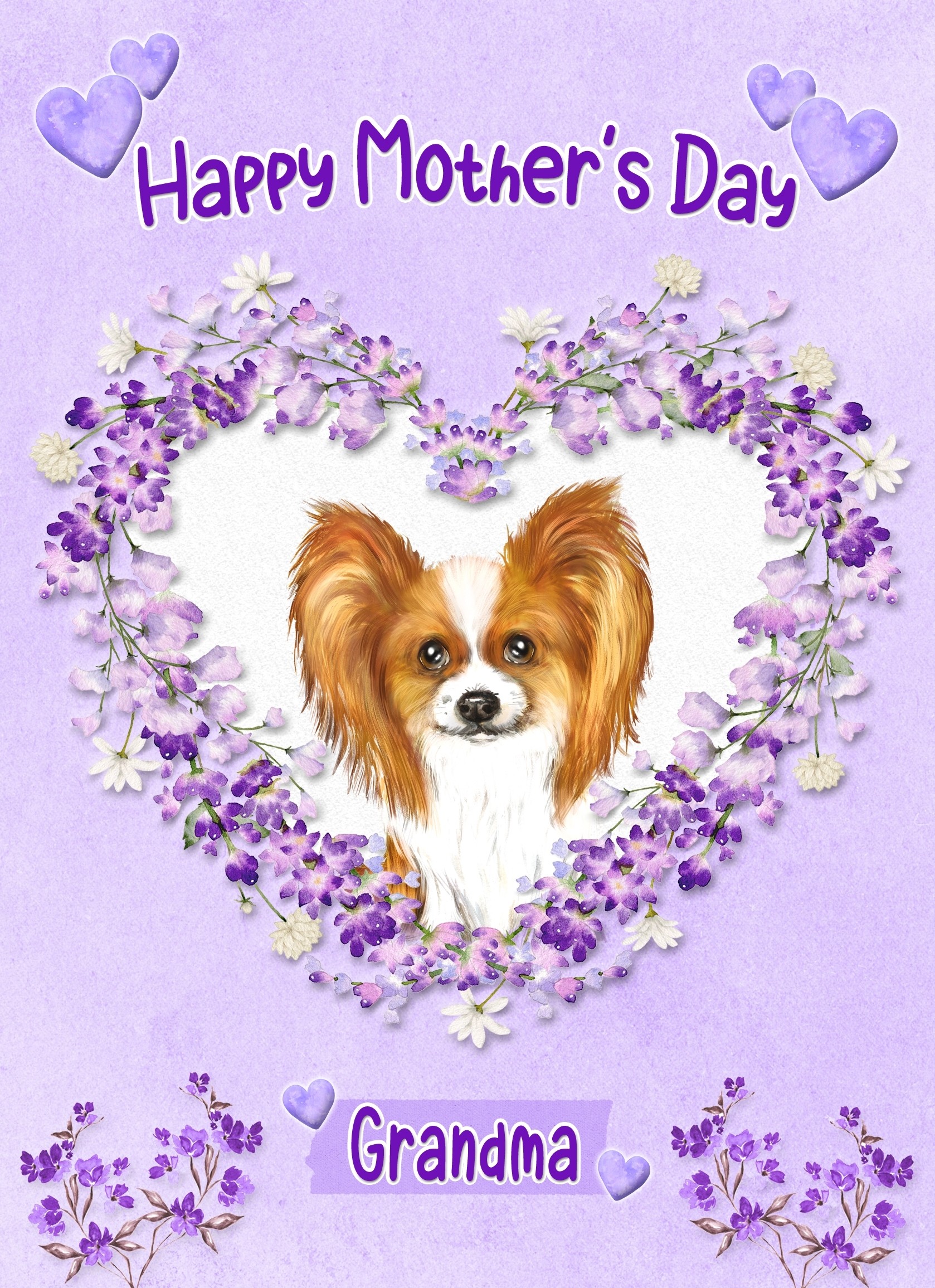 Papillon Dog Mothers Day Card (Happy Mothers, Grandma)
