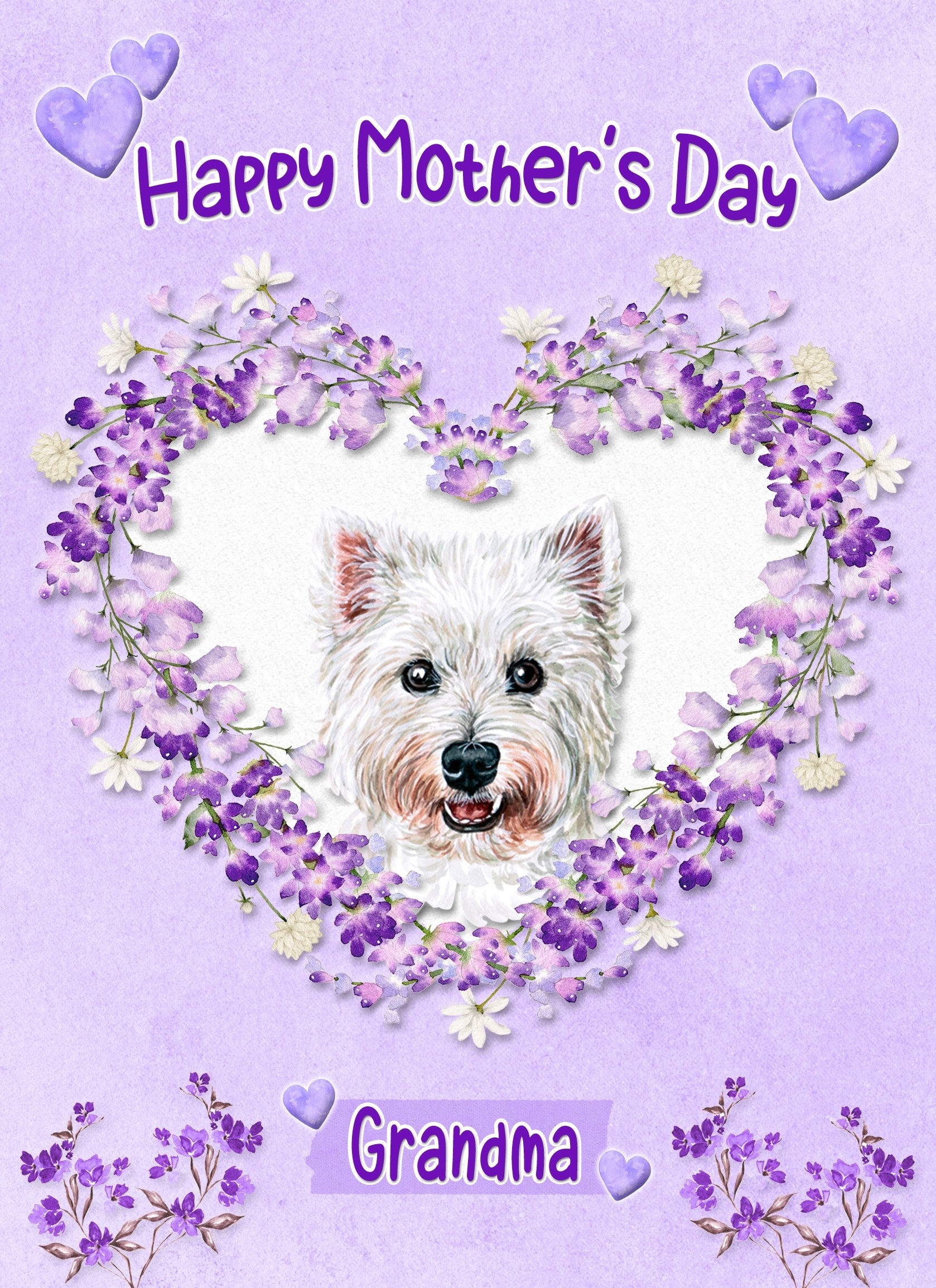 West Highland Terrier Dog Mothers Day Card (Happy Mothers, Grandma)