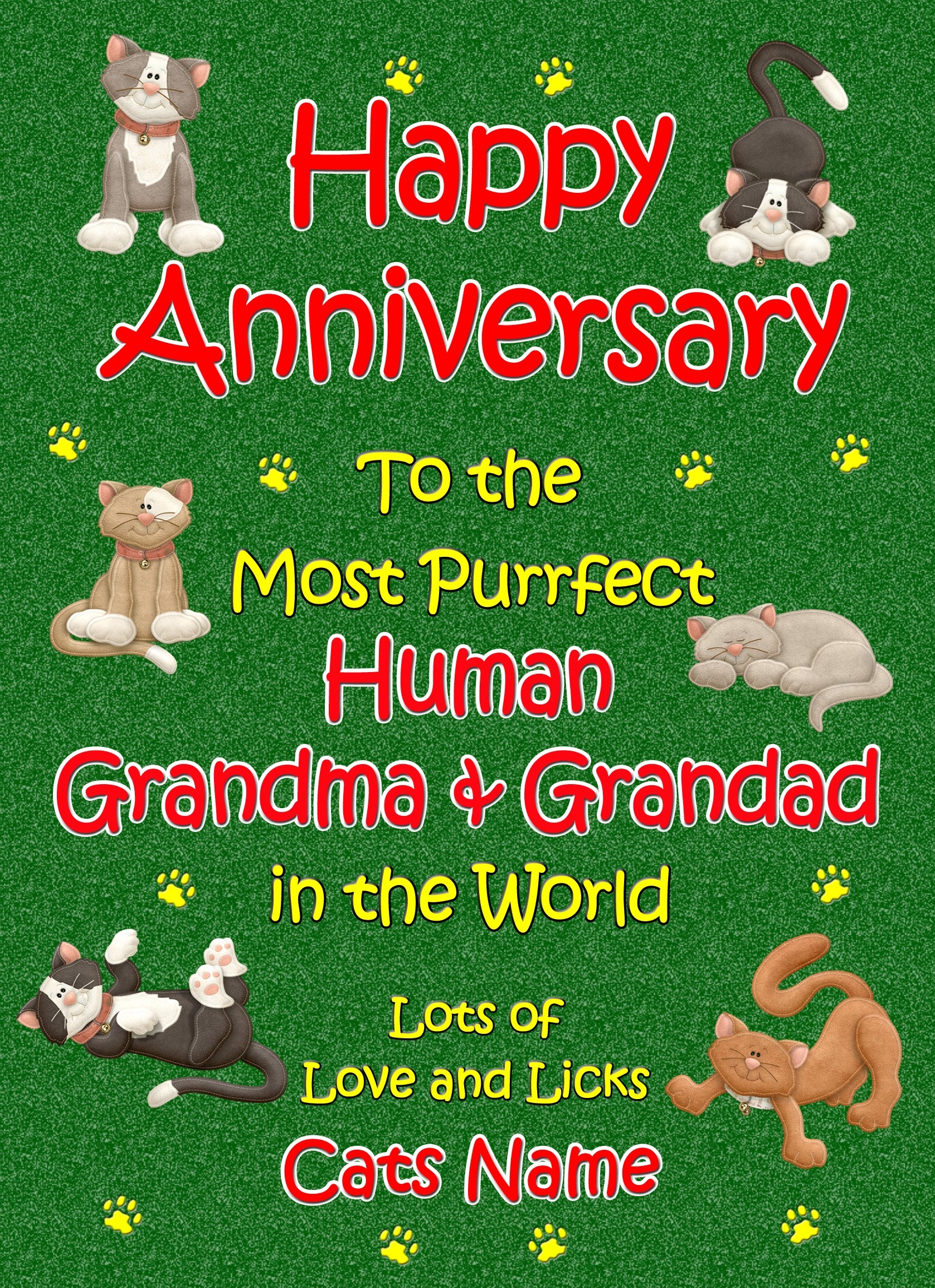 Personalised From The Cat Anniversary Card (Purrfect Grandma and Grandad)