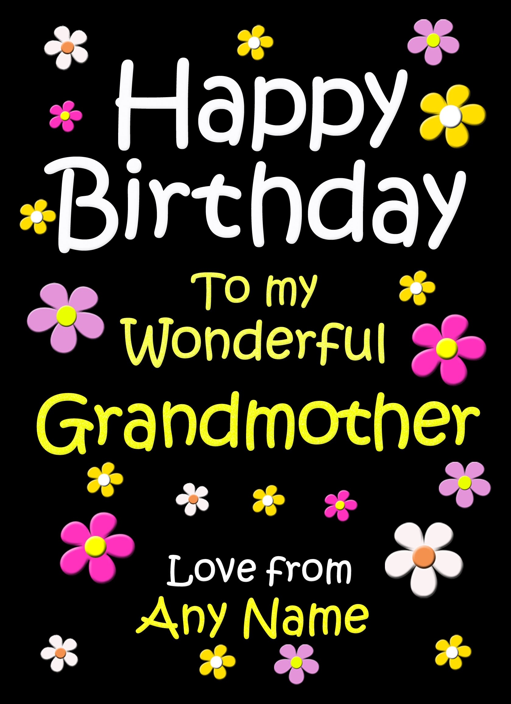 Personalised Grandmother Birthday Card (Black)