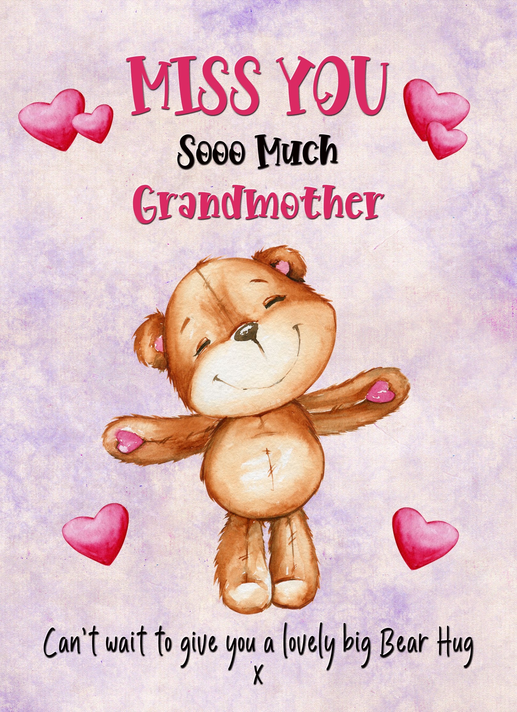 Missing You Card For Grandmother (Hearts)