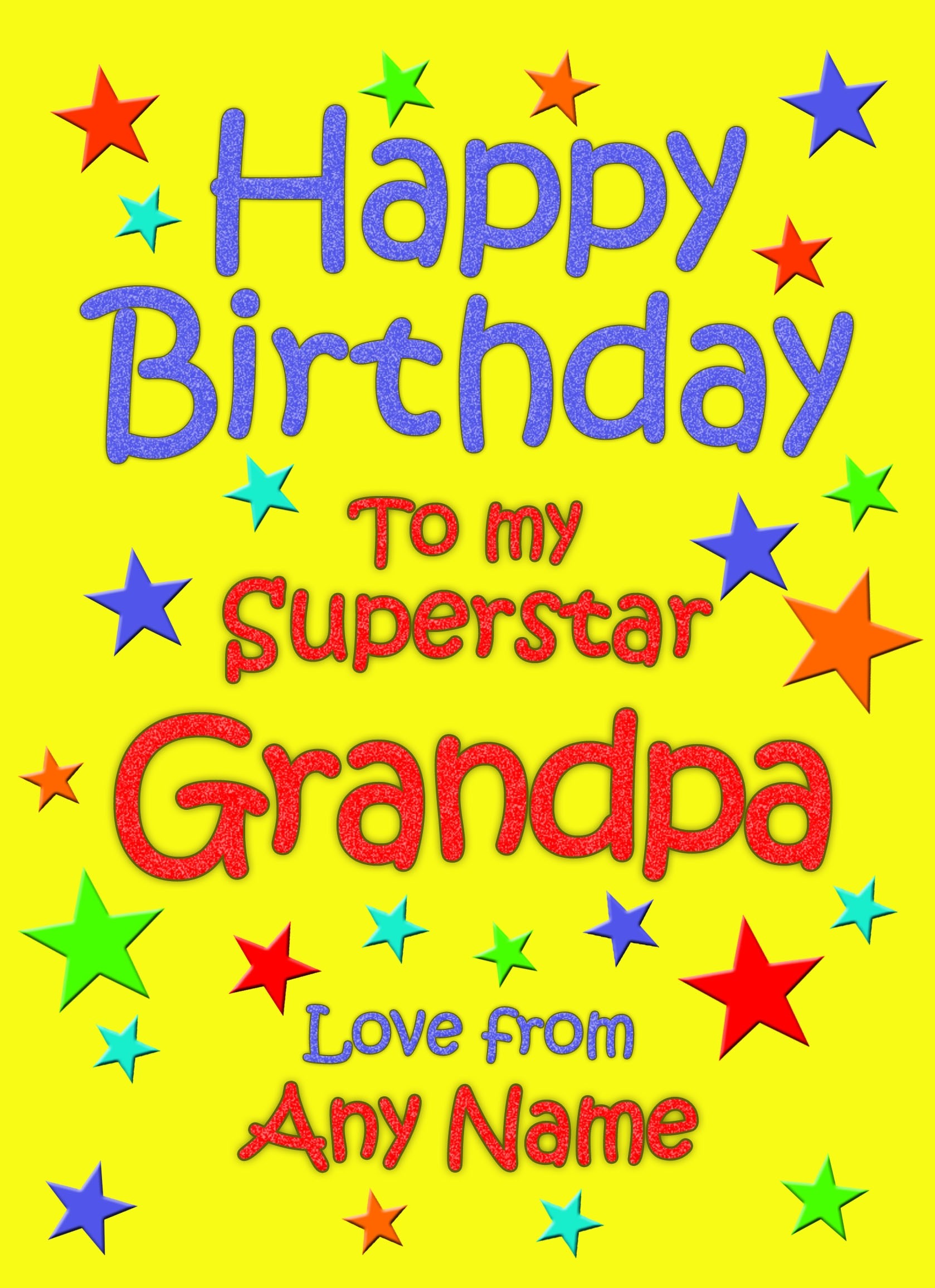 Personalised Grandpa Birthday Card (Yellow)