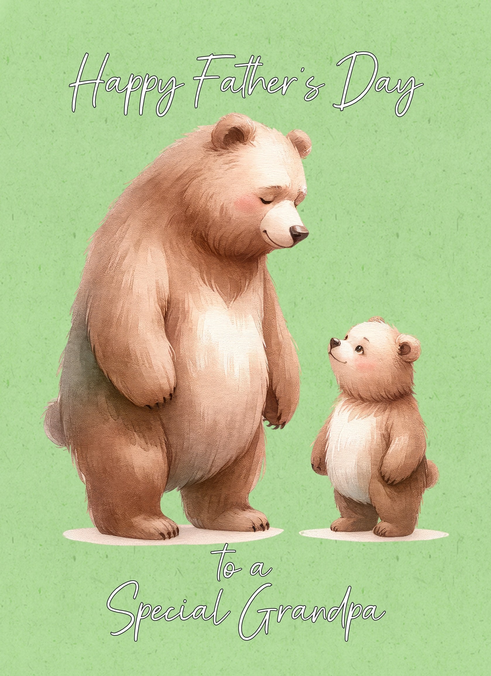Father and Child Bear Art Fathers Day Card For Grandpa (Design 2)