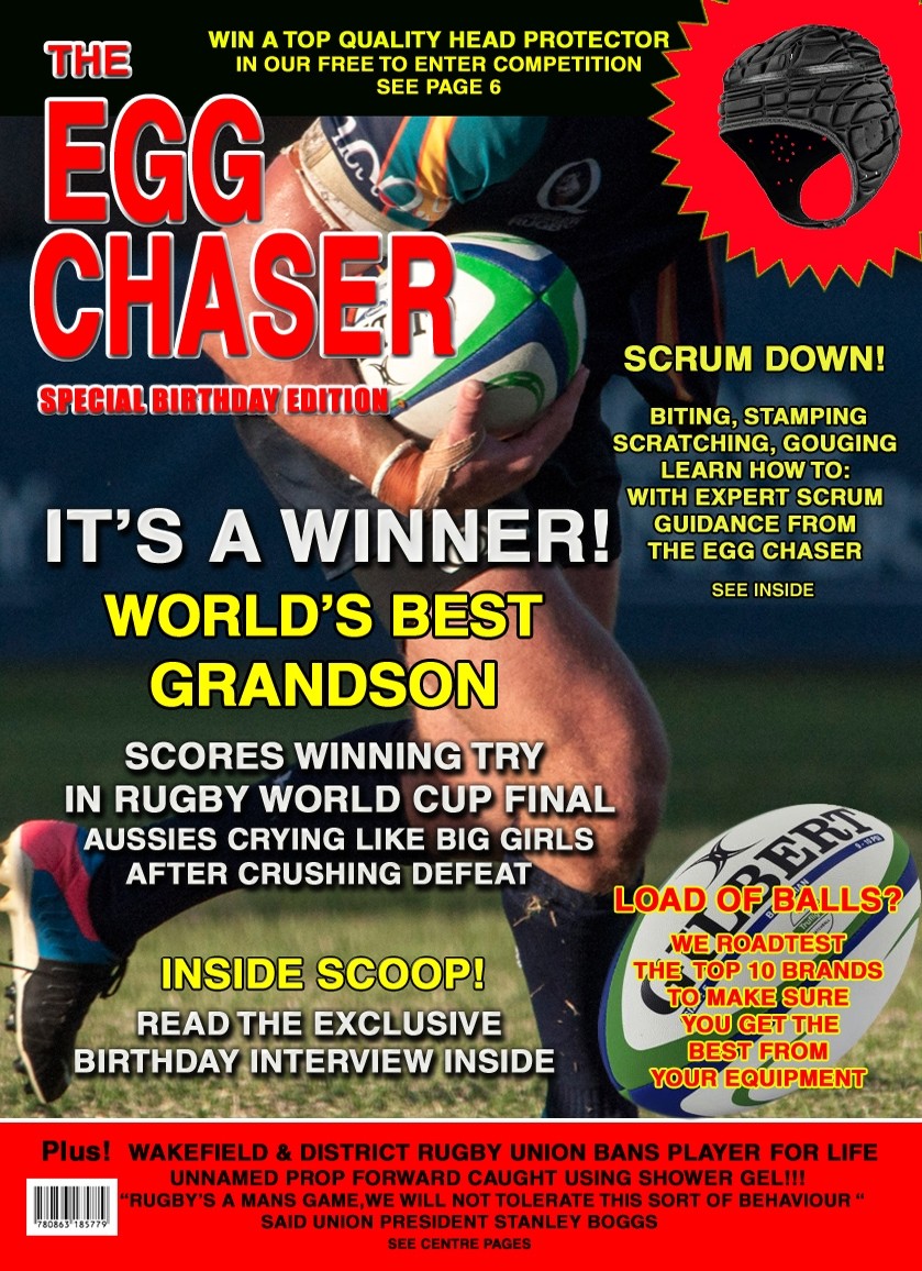 Rugby Grandson Birthday Card Magazine Spoof