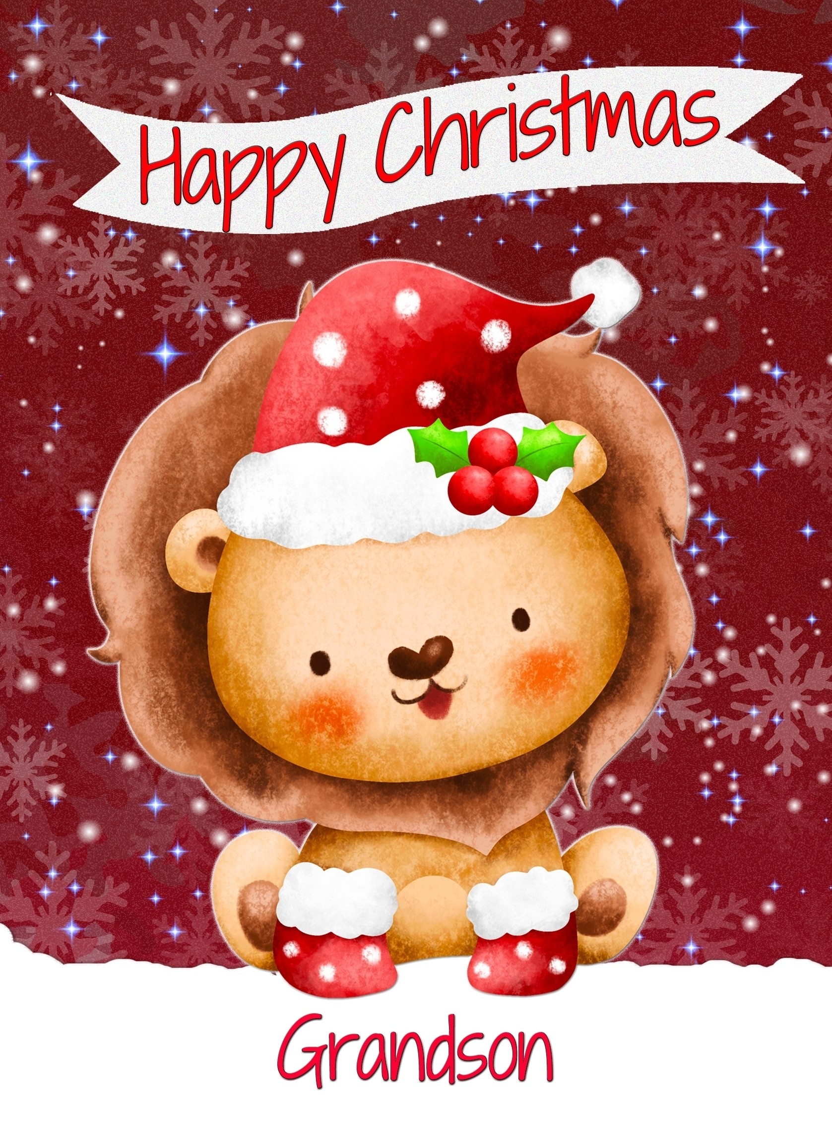 Christmas Card For Grandson (Happy Christmas, Lion)