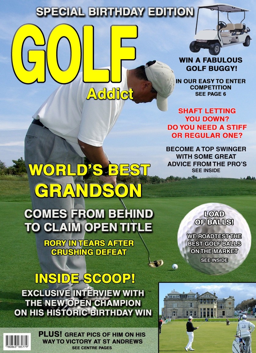 Golf Grandson Birthday Card Magazine Spoof