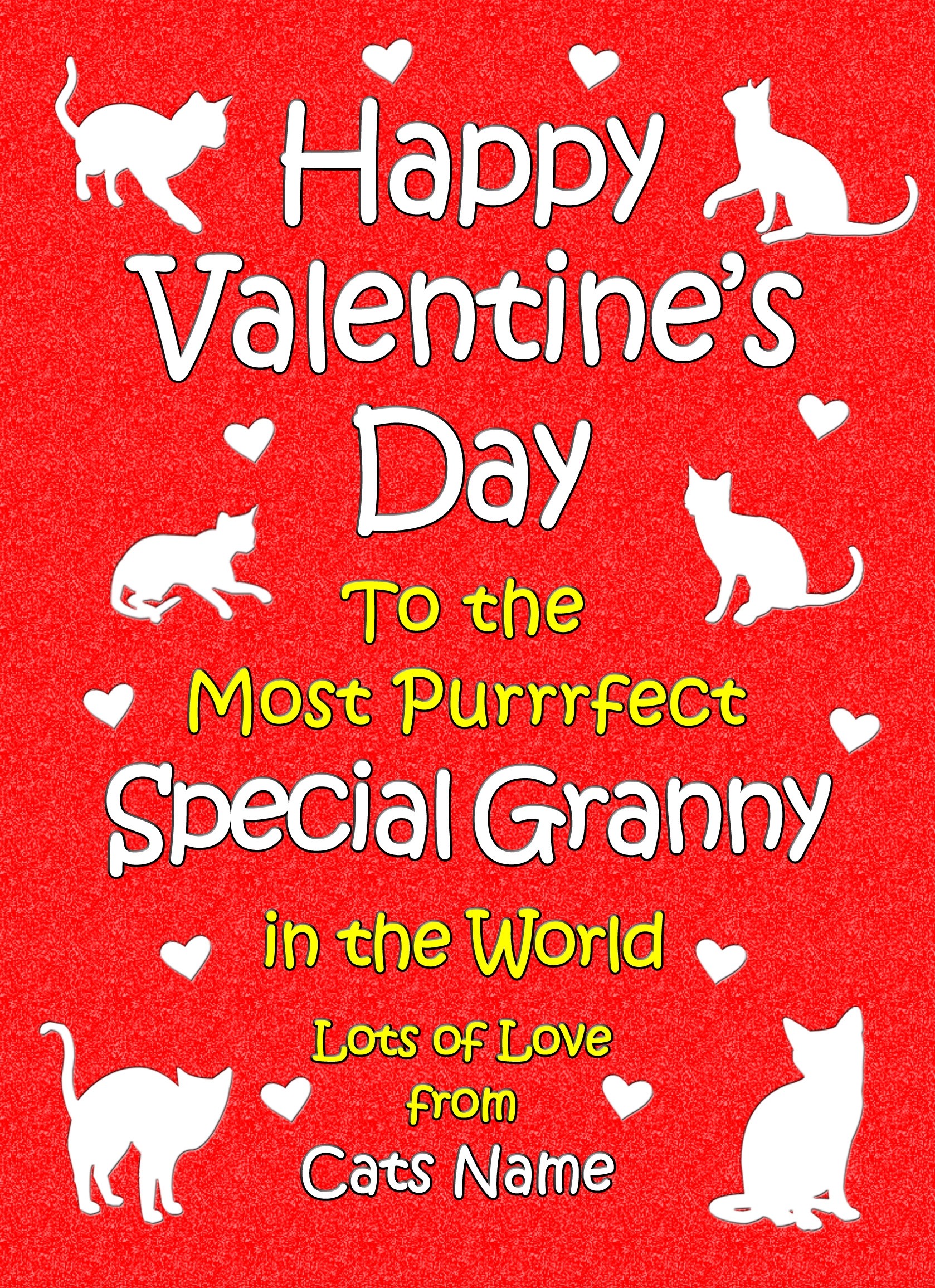 Personalised From The Cat Valentines Day Card (Special Granny)