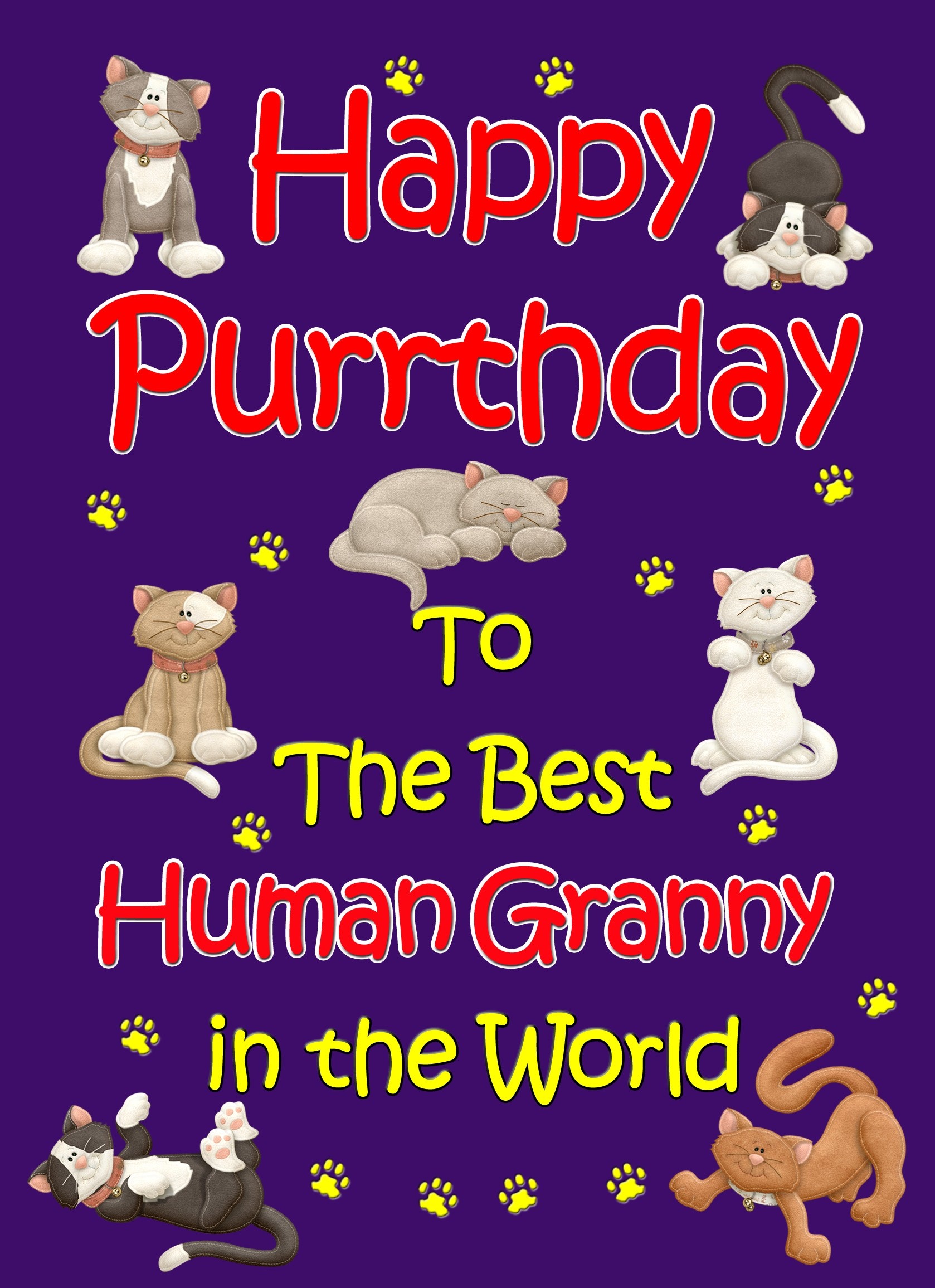 From The Cat Birthday Card (Purple, Human Granny, Happy Purrthday)