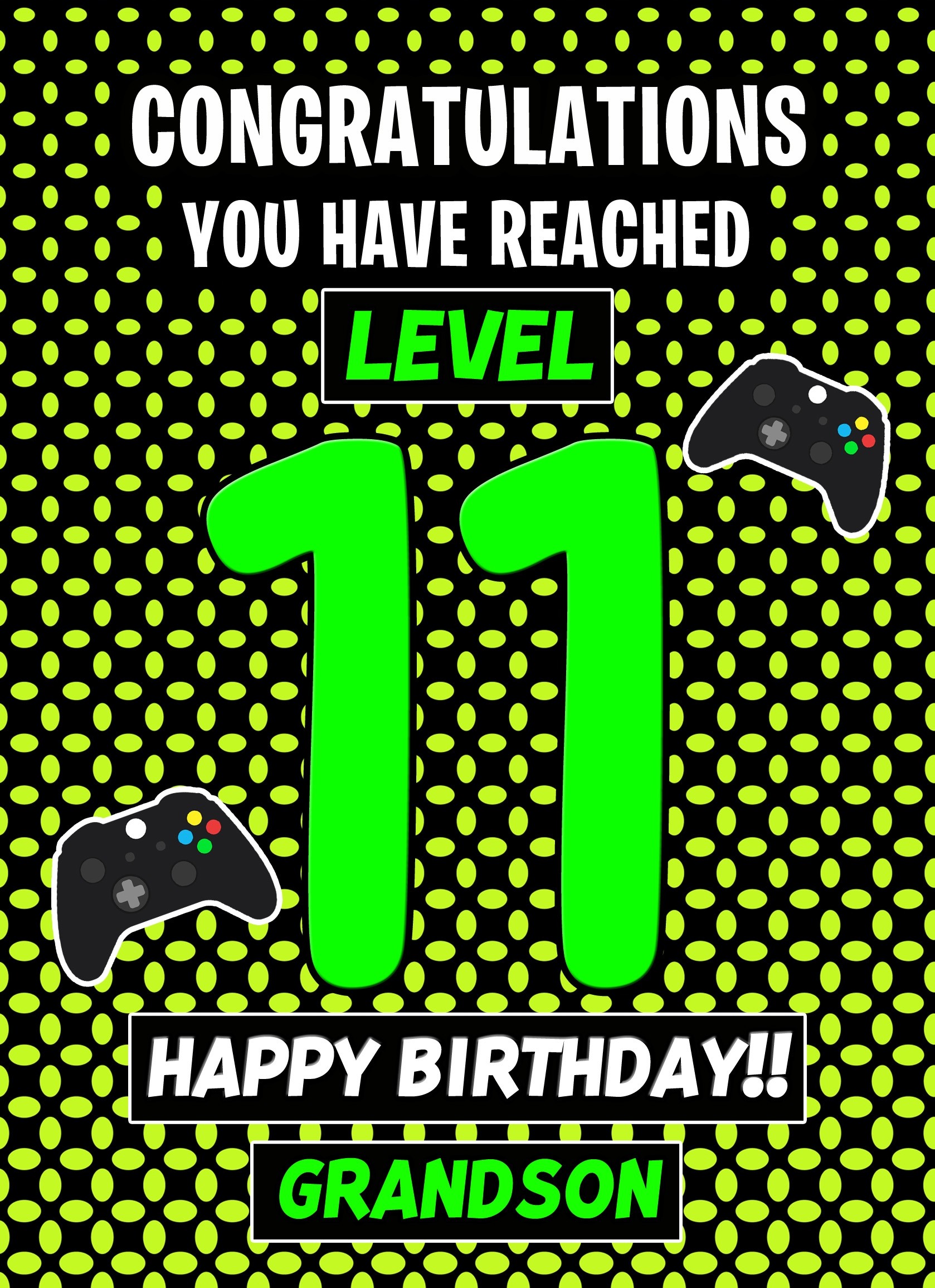 11th Level Gamer Birthday Card (Grandson)