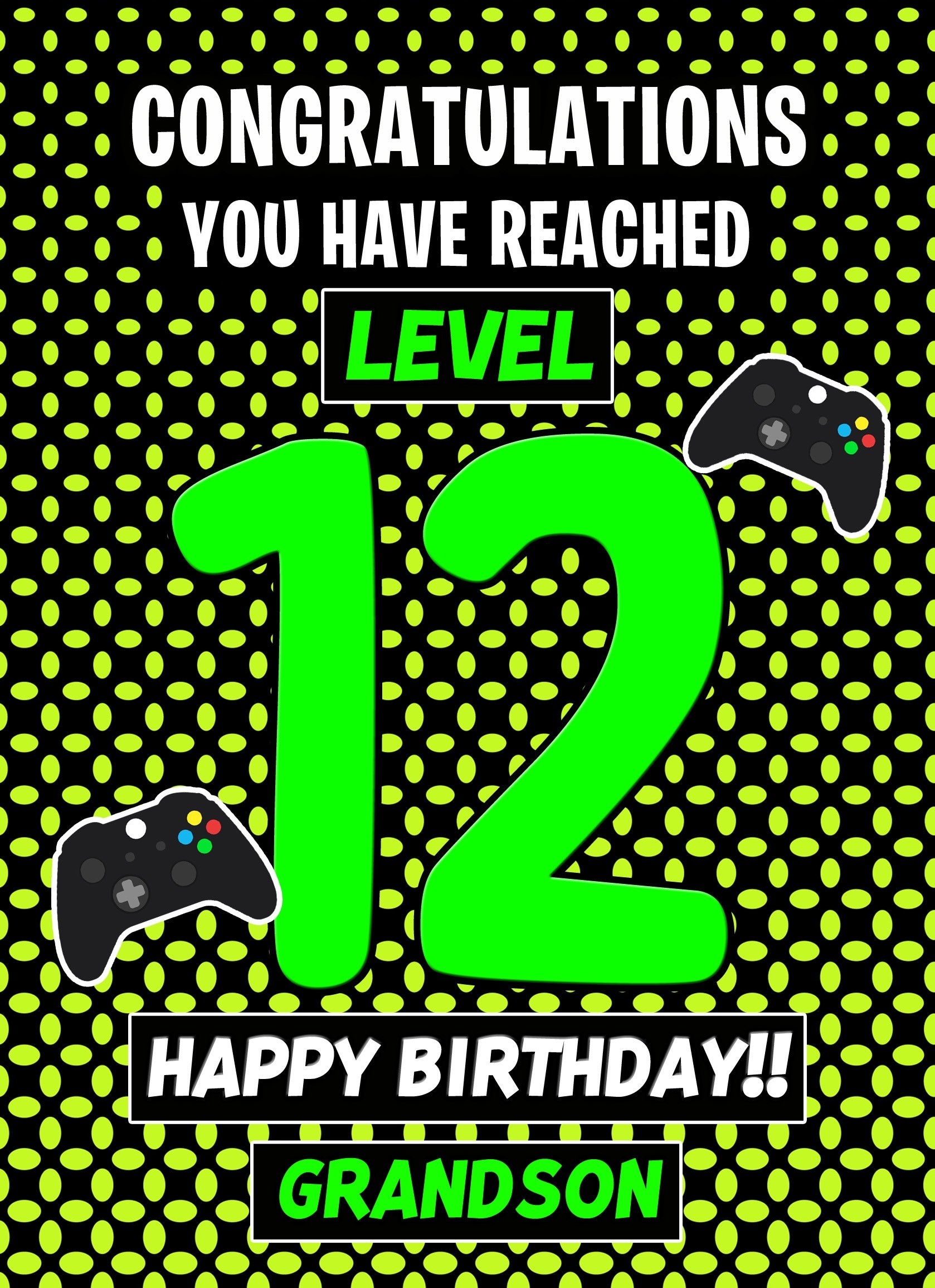 12th Level Gamer Birthday Card (Grandson)