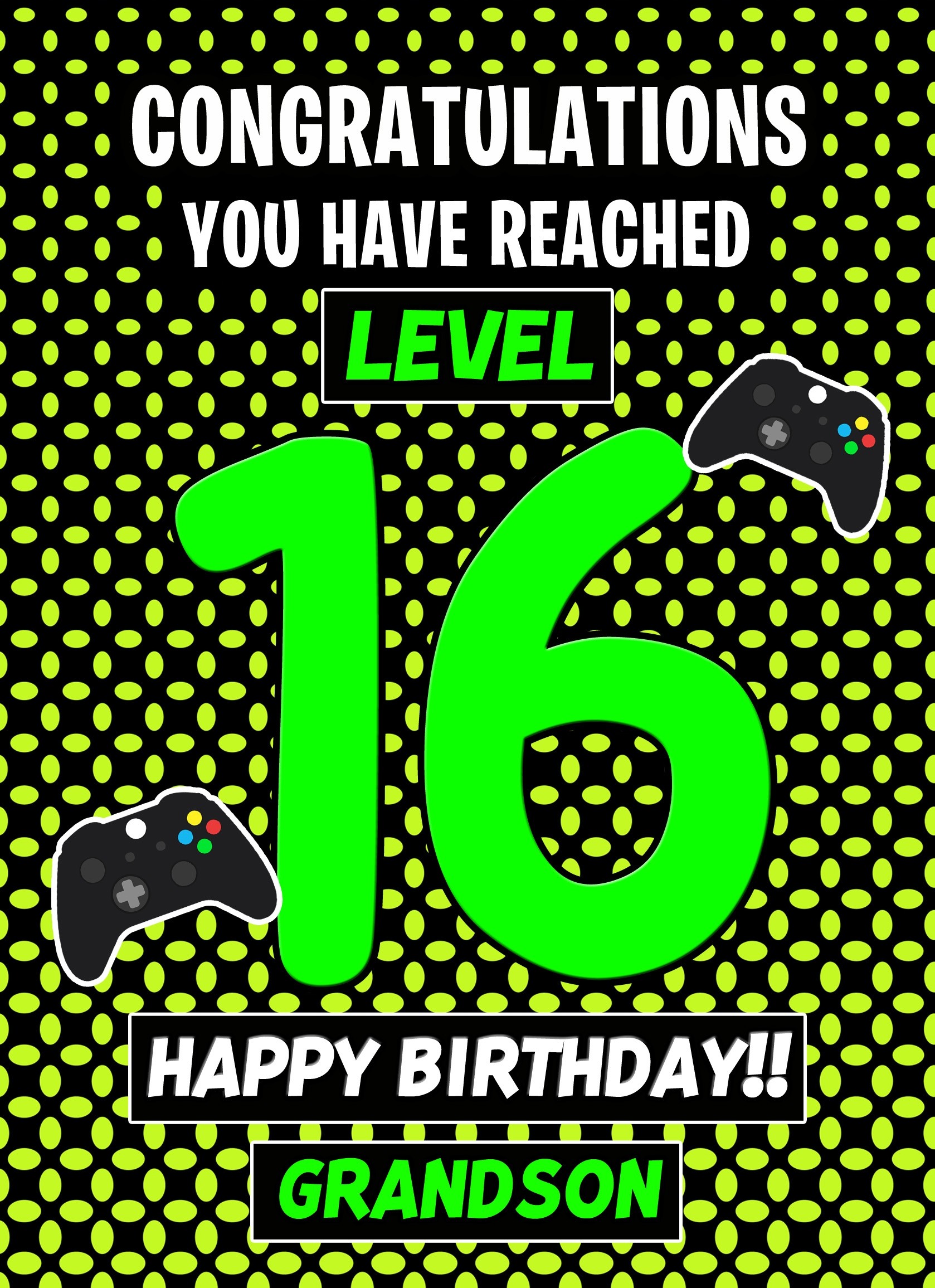 16th Level Gamer Birthday Card (Grandson)