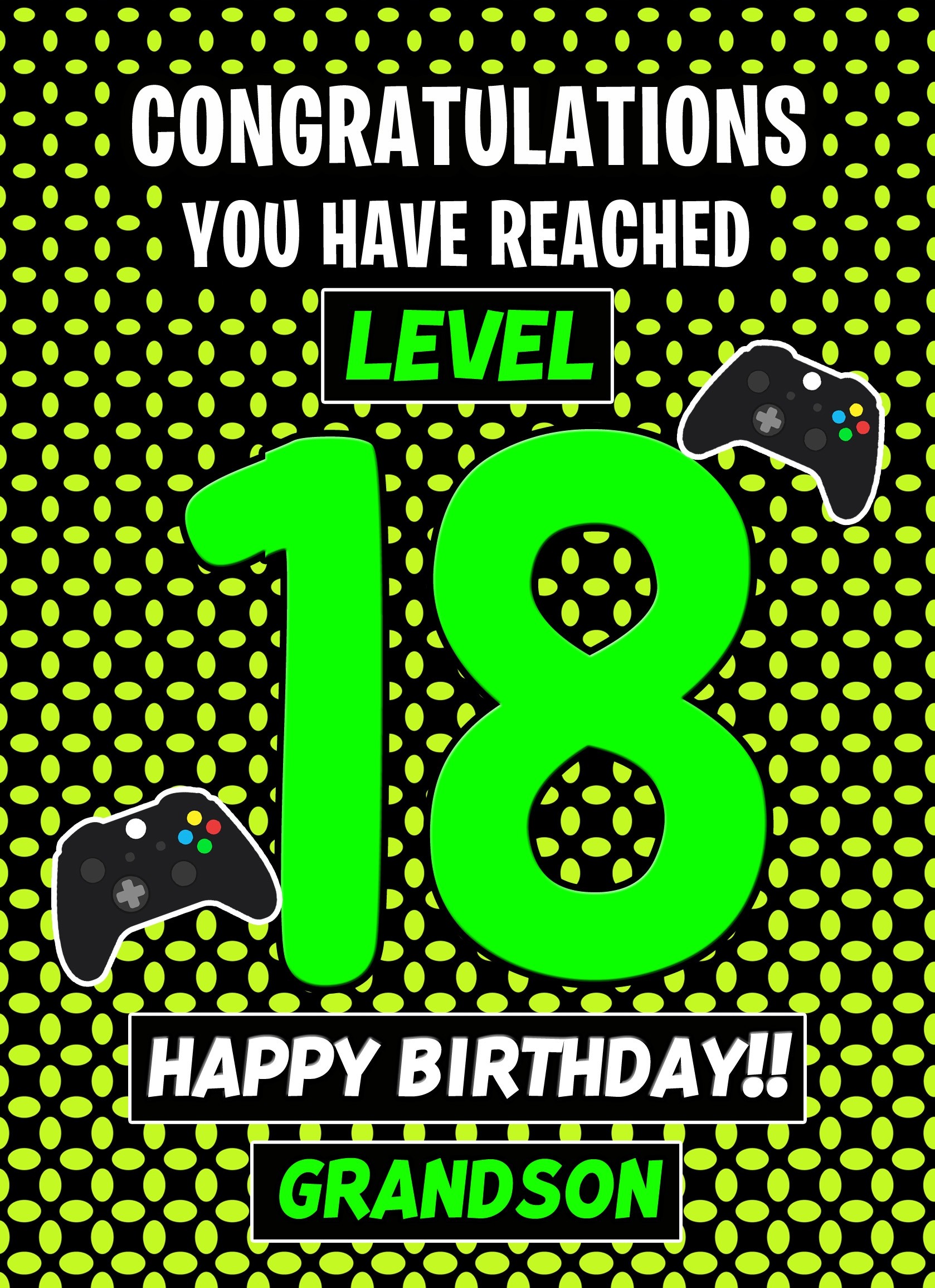 18th Level Gamer Birthday Card (Grandson)