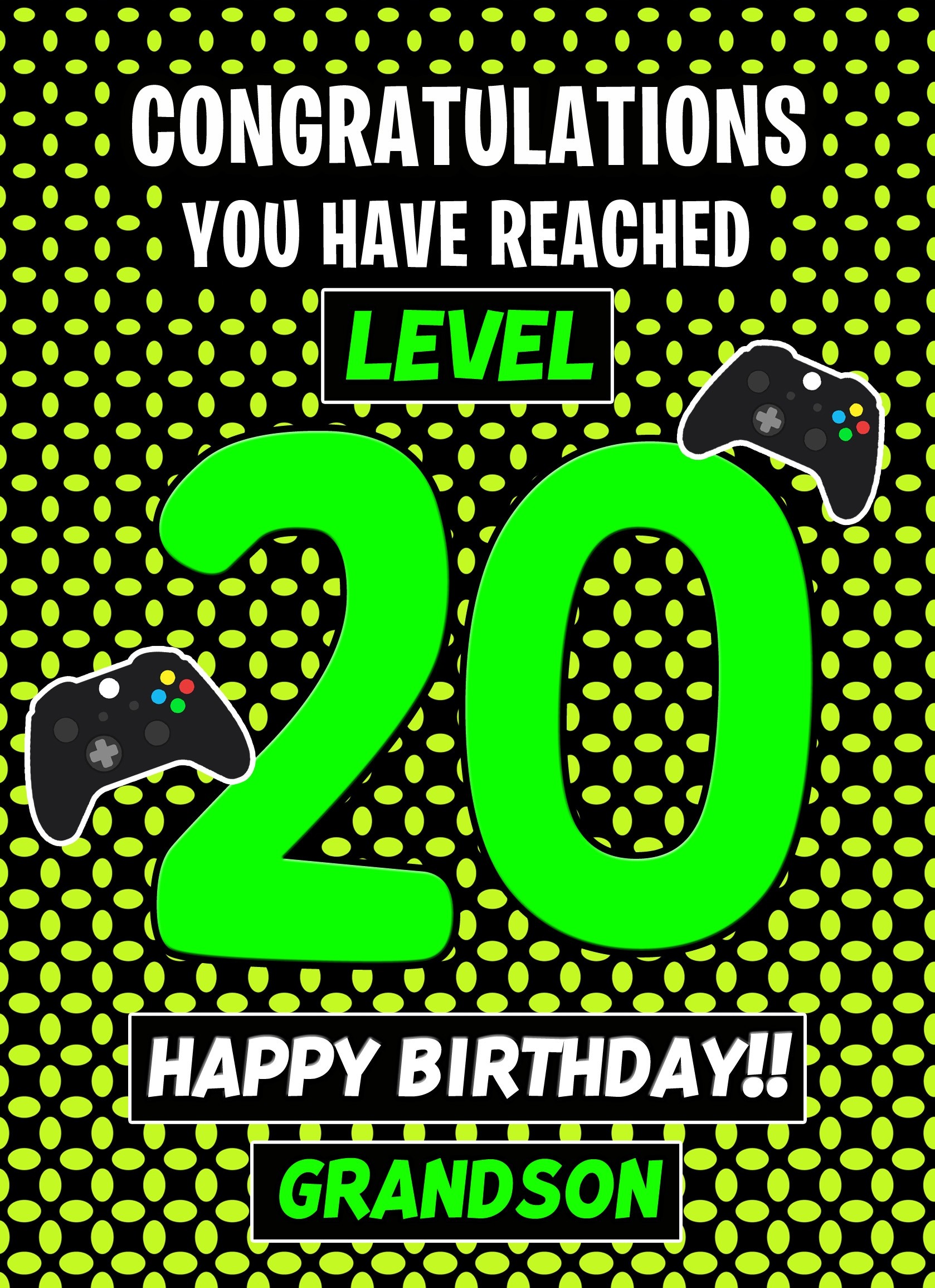 20th Level Gamer Birthday Card (Grandson)