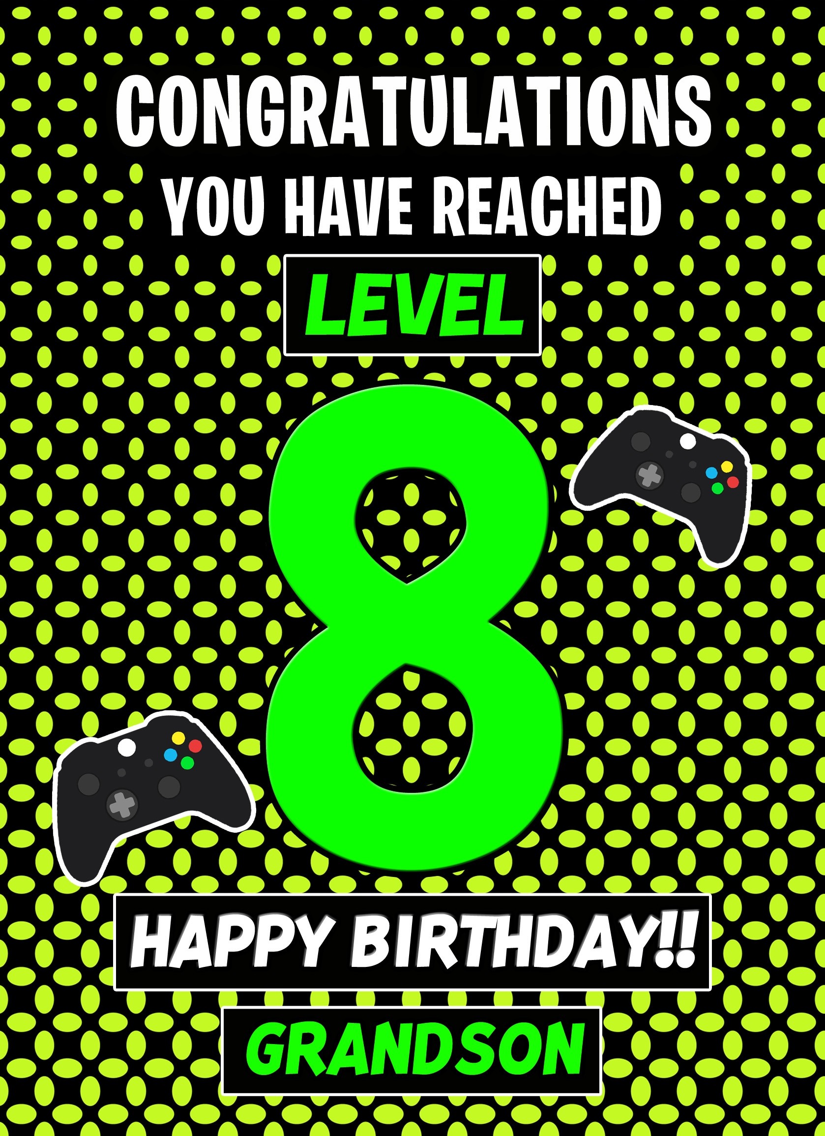 8th Level Gamer Birthday Card (Grandson)