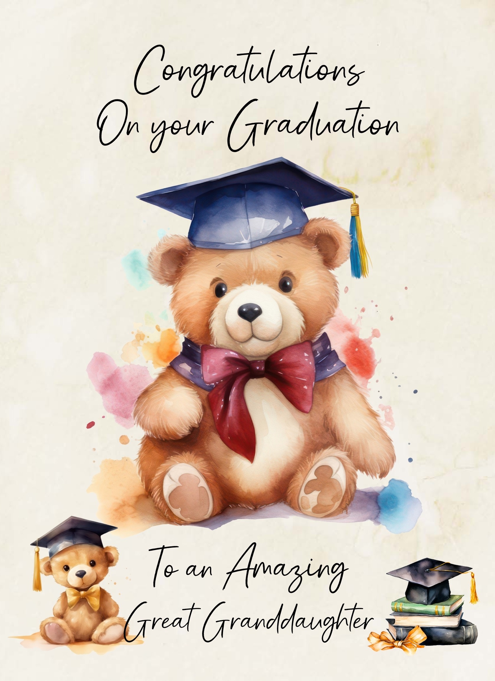 Graduation Passing Exams Congratulations Card For Great Granddaughter (Design 4)
