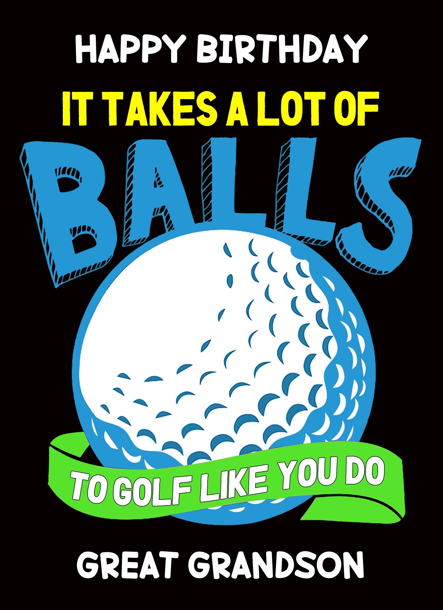 Funny Golf Birthday Card for Great Grandson (Design 2)