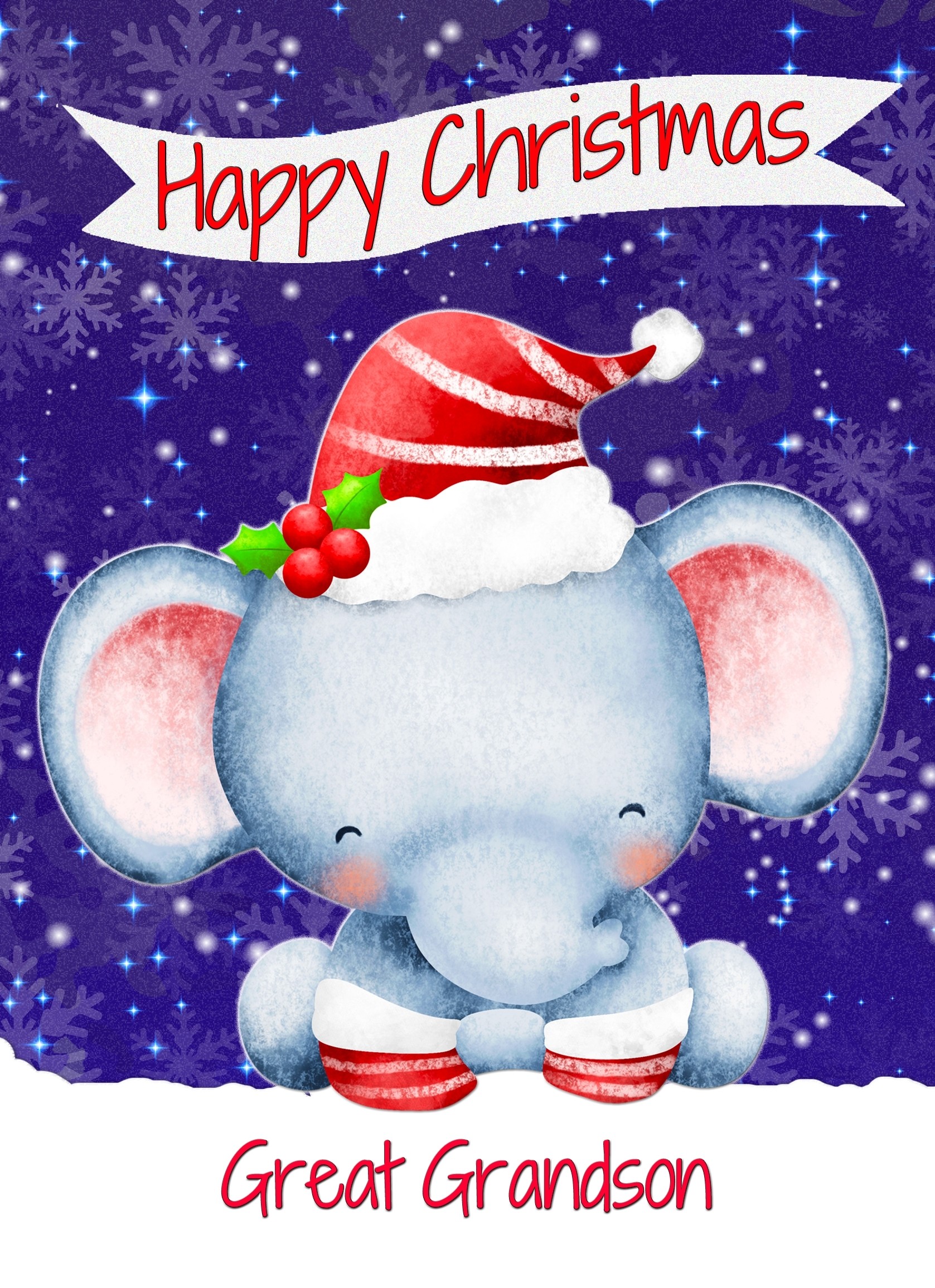 Christmas Card For Great Grandson (Happy Christmas, Elephant)