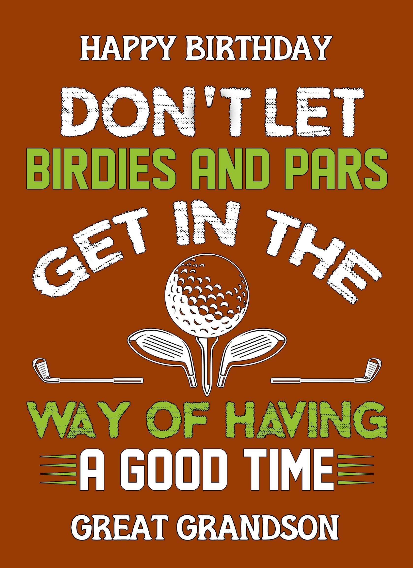 Funny Golf Birthday Card for Great Grandson (Design 3)