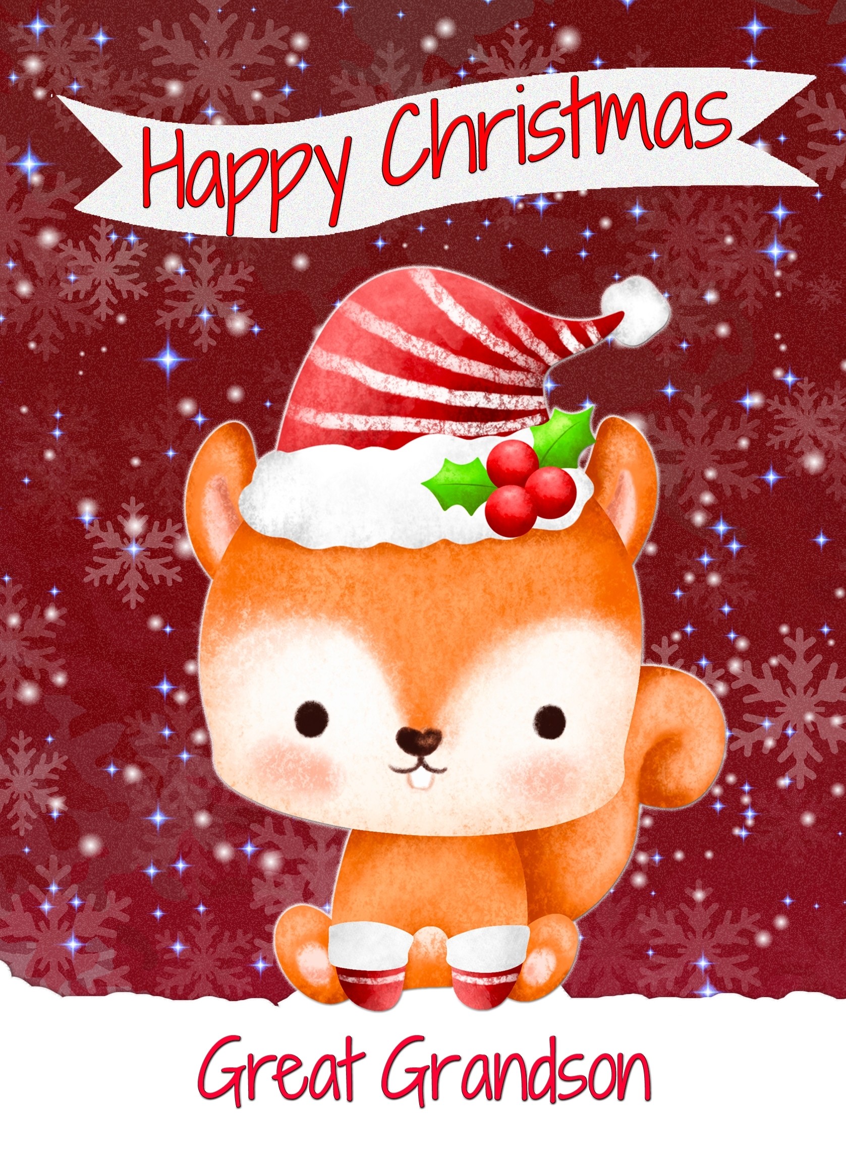 Christmas Card For Great Grandson (Happy Christmas, Fox)