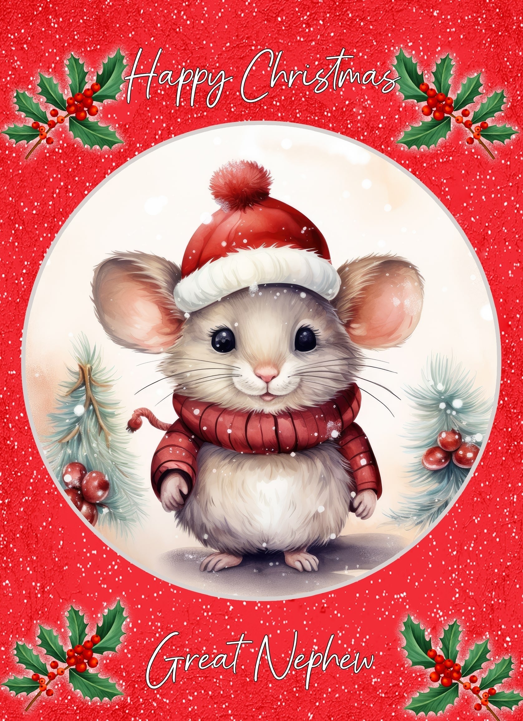Christmas Card For Great Nephew (Globe, Mouse)