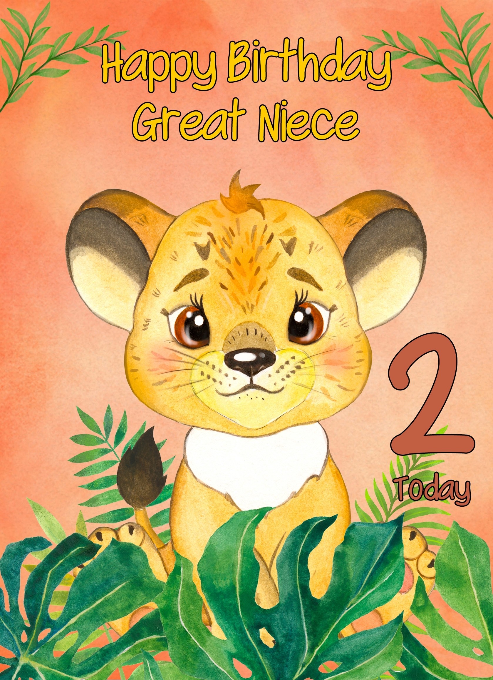 2nd Birthday Card for Great Niece (Lion)