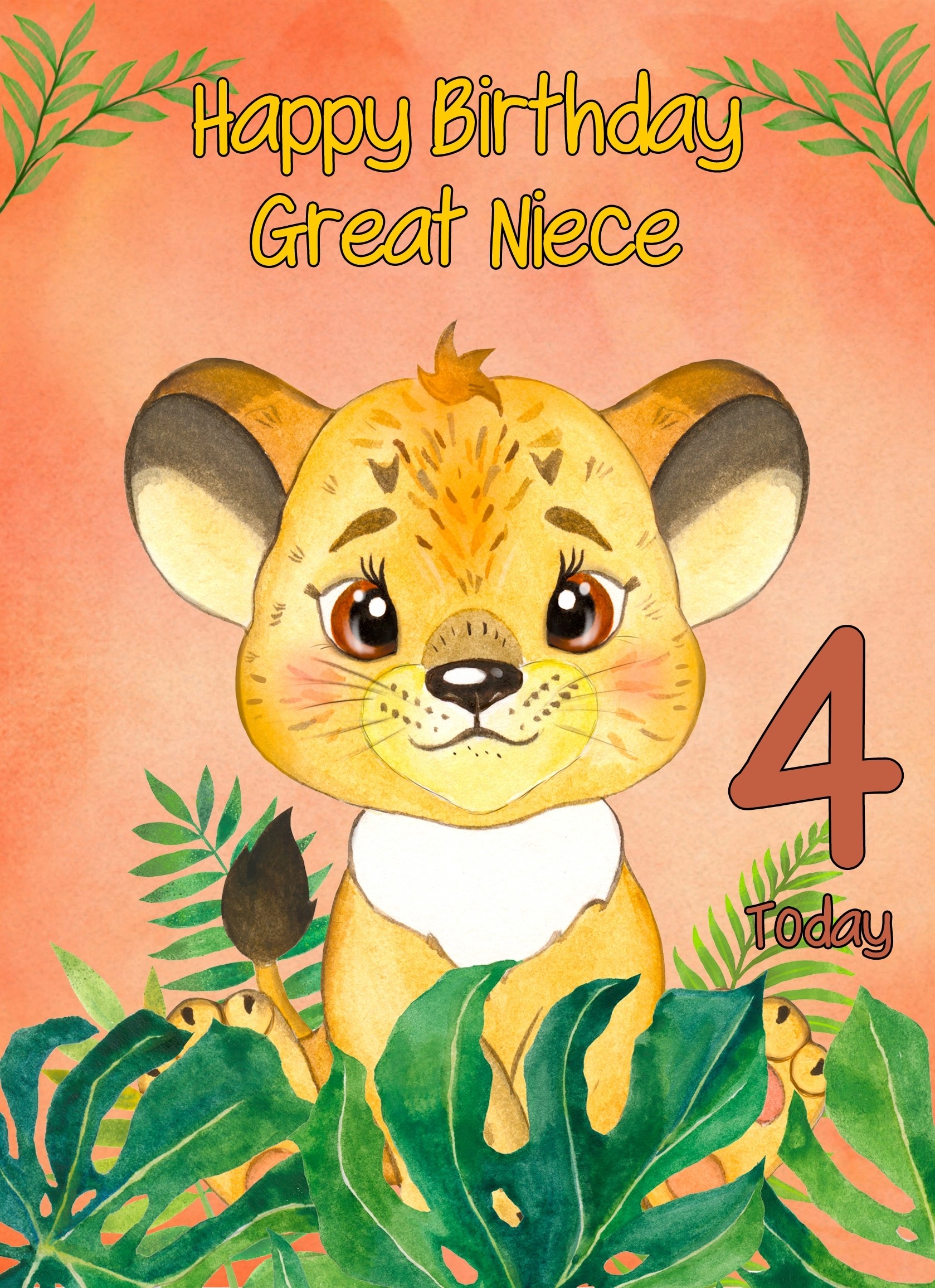 4th Birthday Card for Great Niece (Lion)