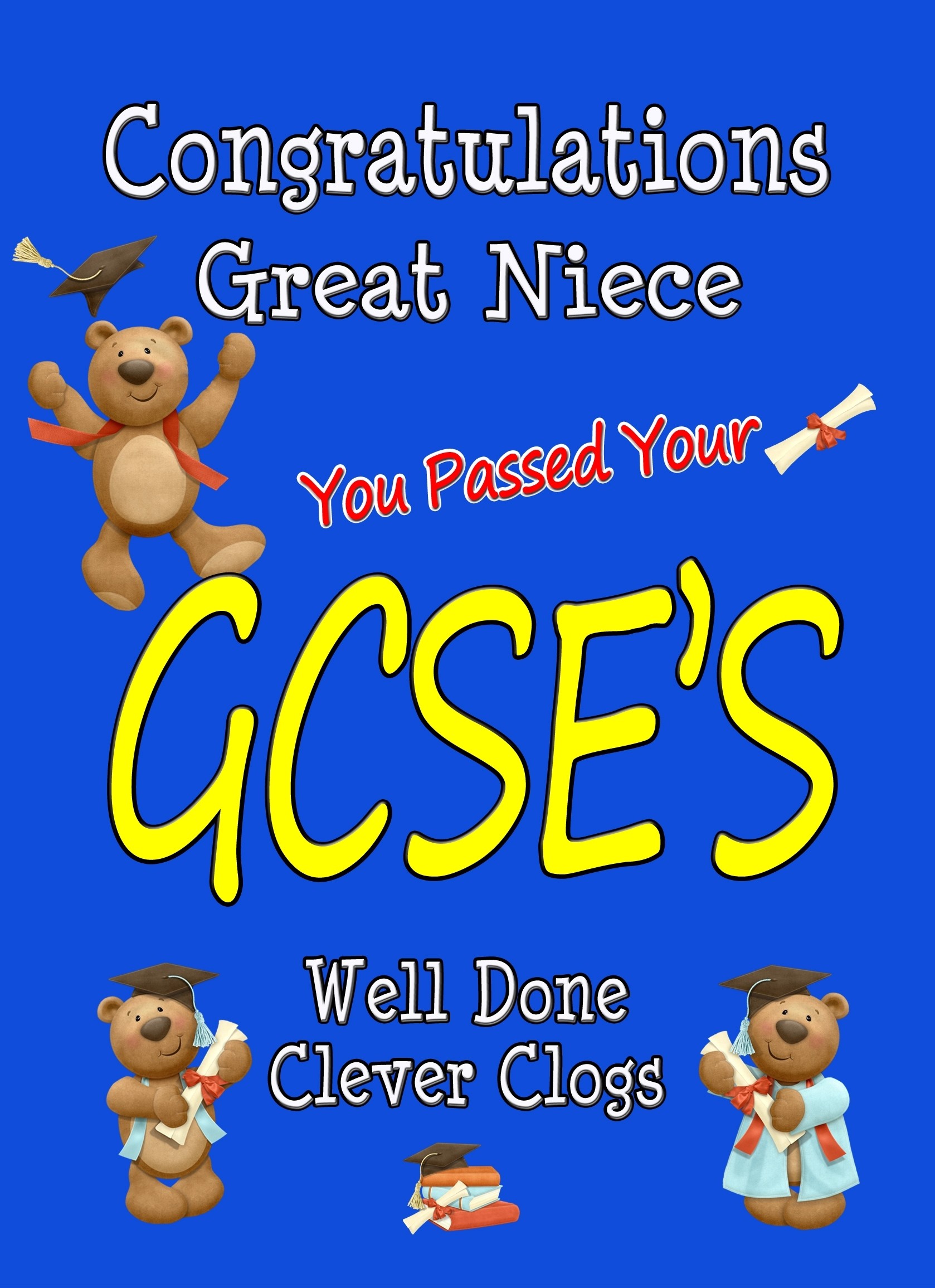 Congratulations GCSE Passing Exams Card For Great Niece (Design 3)