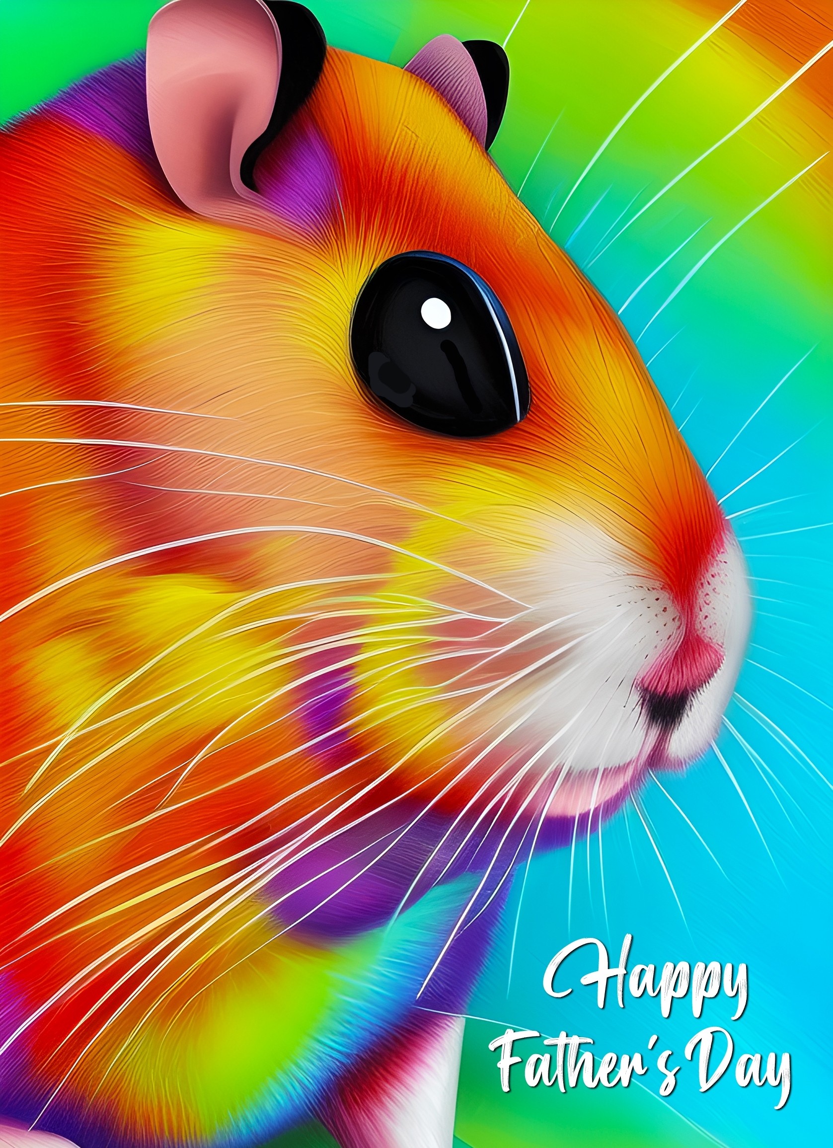 Guinea Pig Animal Colourful Abstract Art Fathers Day Card