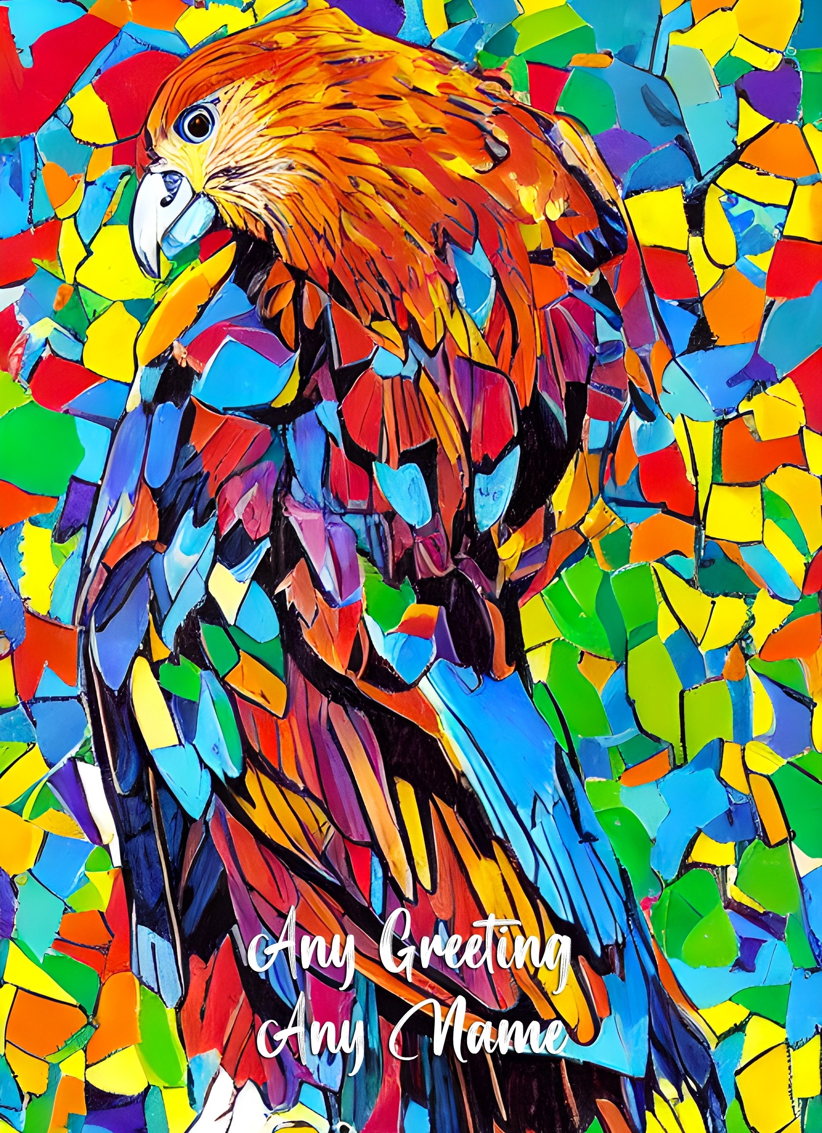 Personalised Hawk Animal Colourful Abstract Art Greeting Card (Birthday, Fathers Day, Any Occasion)
