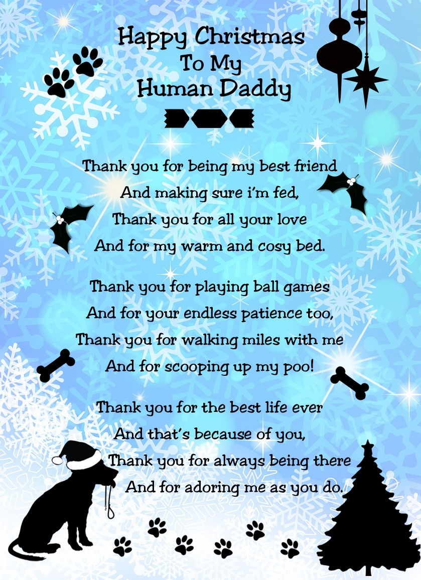 from The Dog Verse Poem Christmas Card (Snowflake, Happy Christmas, Human Daddy)