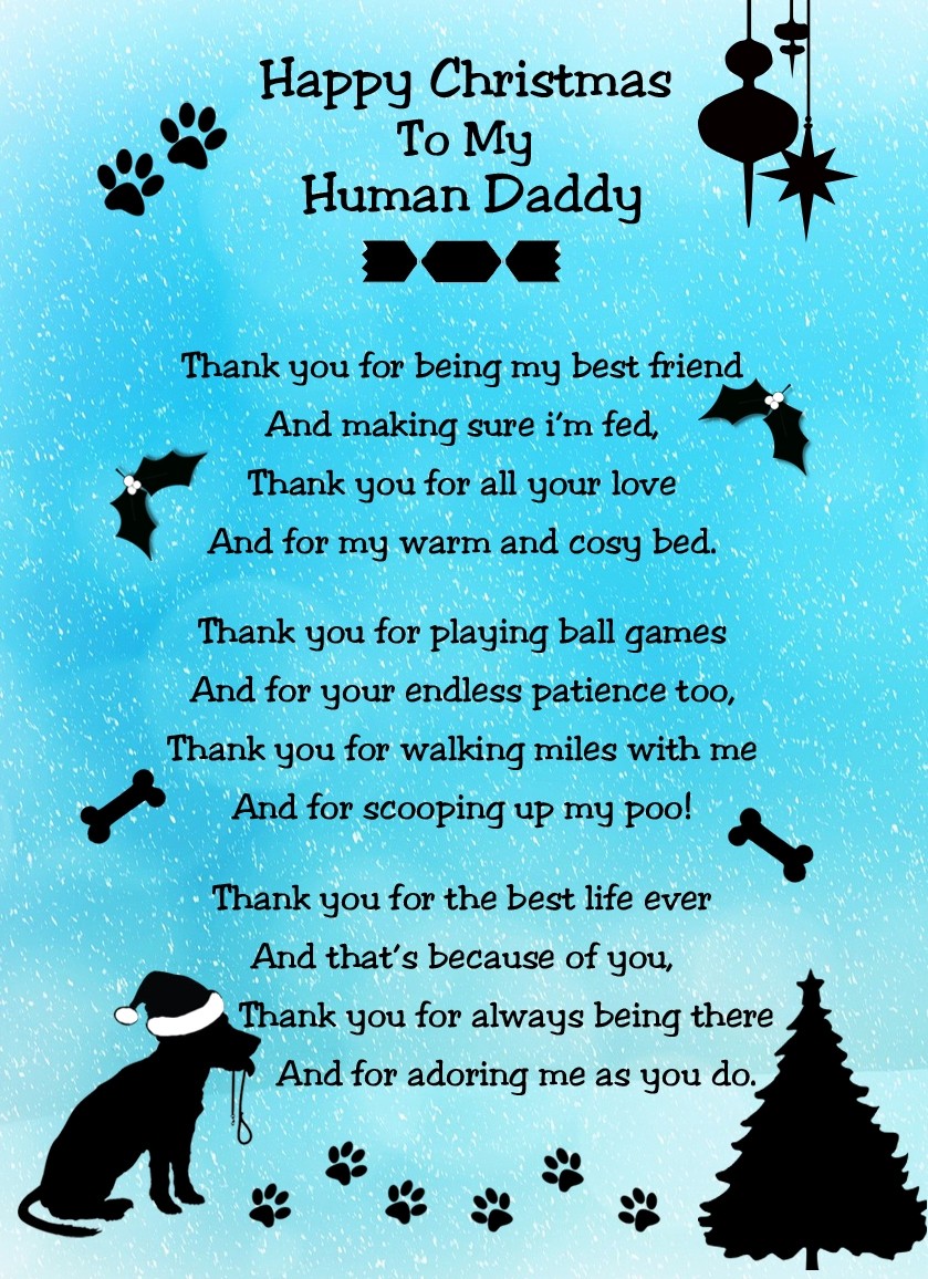from The Dog Verse Poem Christmas Card (Turquoise, Happy Christmas, Human Daddy)