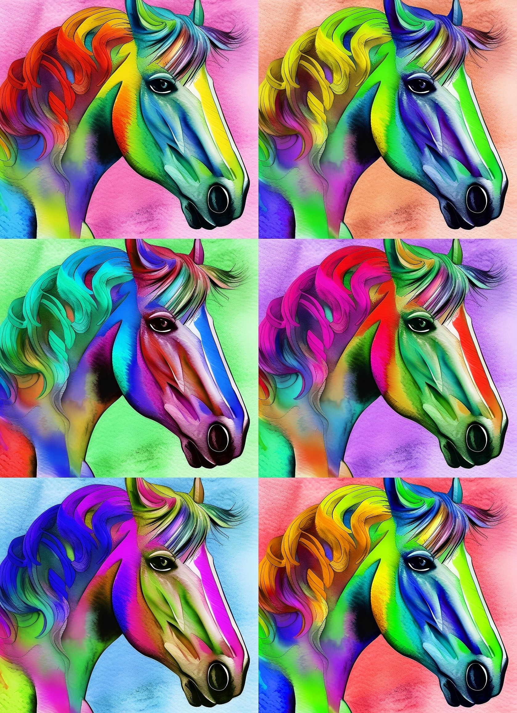 Horse Colourful Pop Art Blank Greeting Card