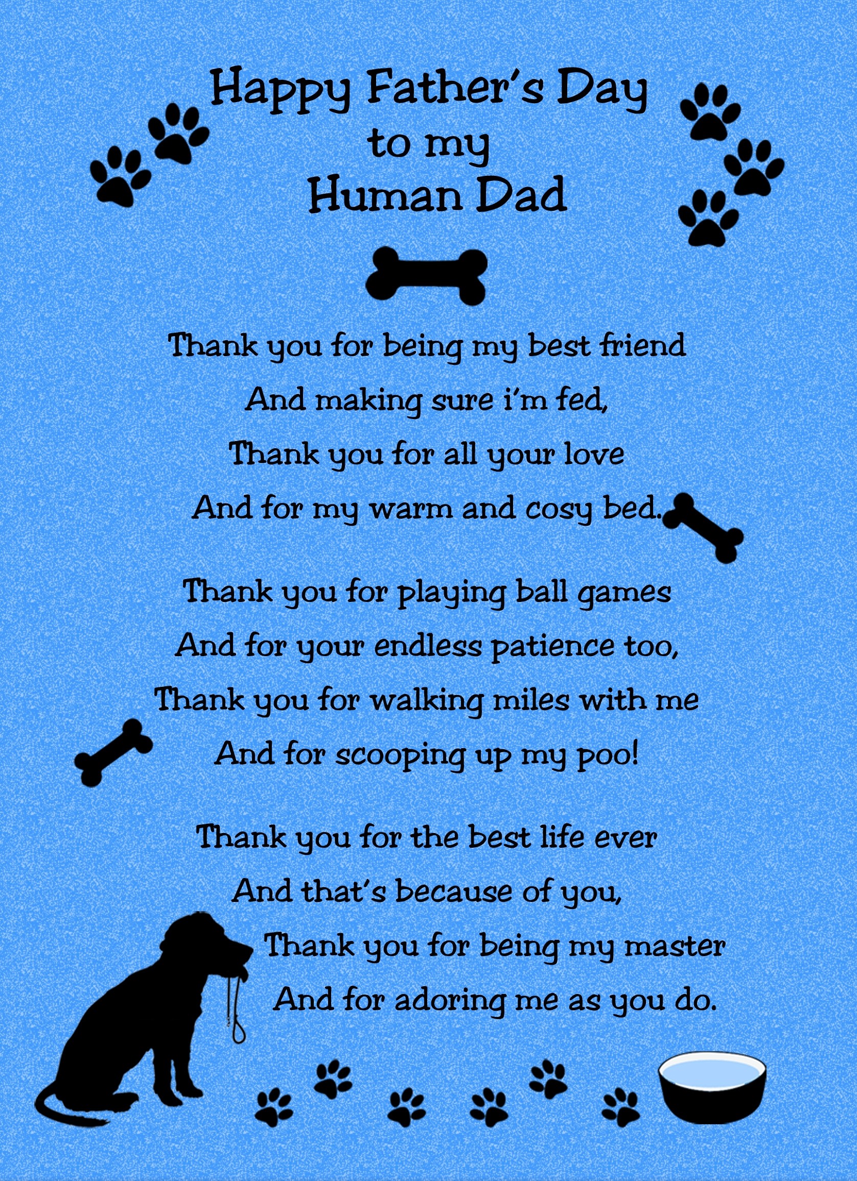 From The Dog Fathers Day Verse Poem Card (Blue, Human Dad)