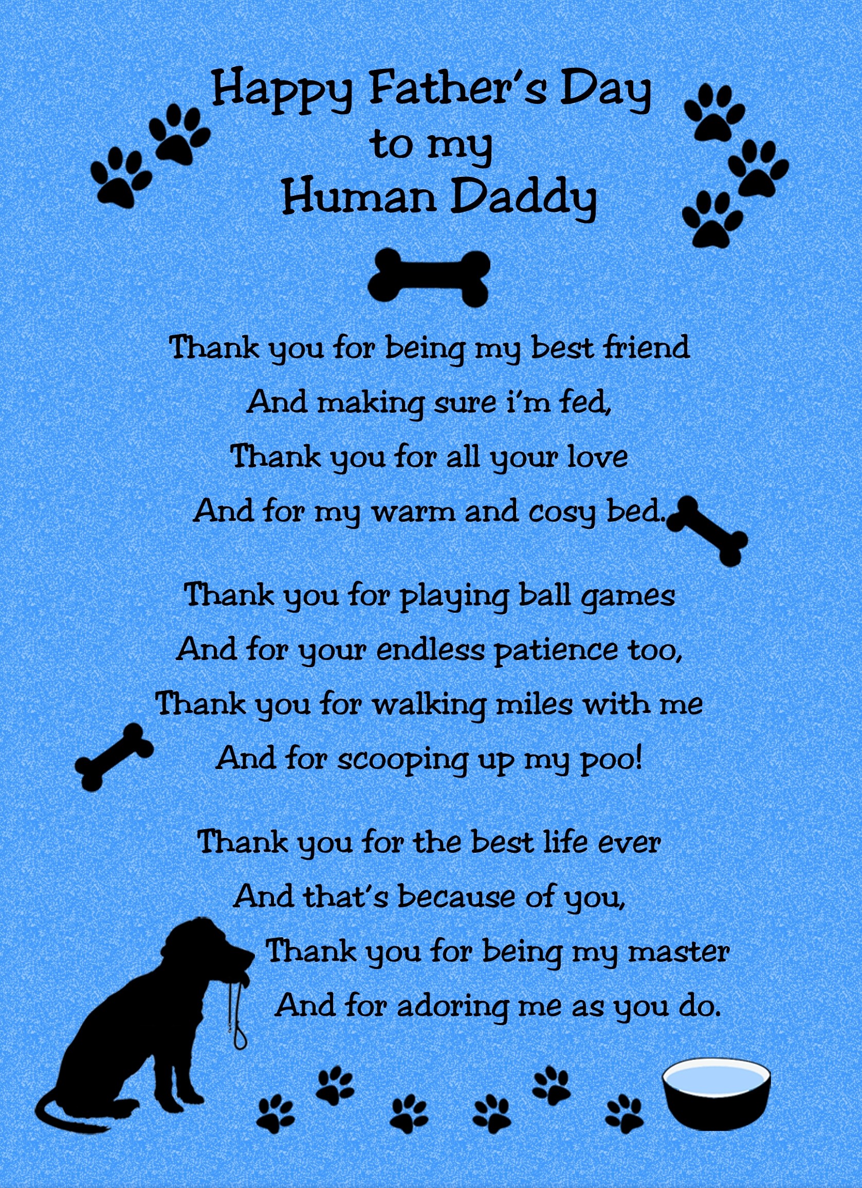 From The Dog Fathers Day Verse Poem Card (Blue, Human Daddy)