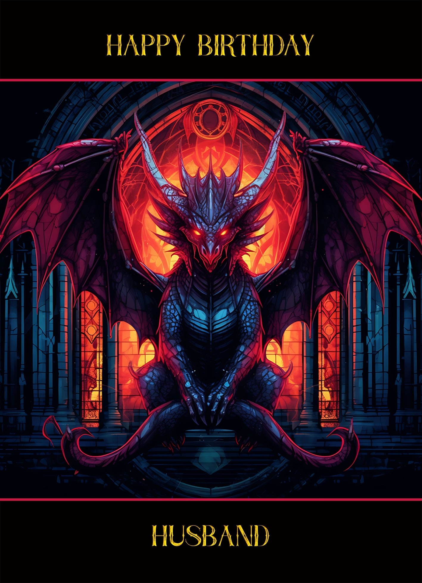 Gothic Fantasy Dragon Birthday Card For Husband (Design 3)