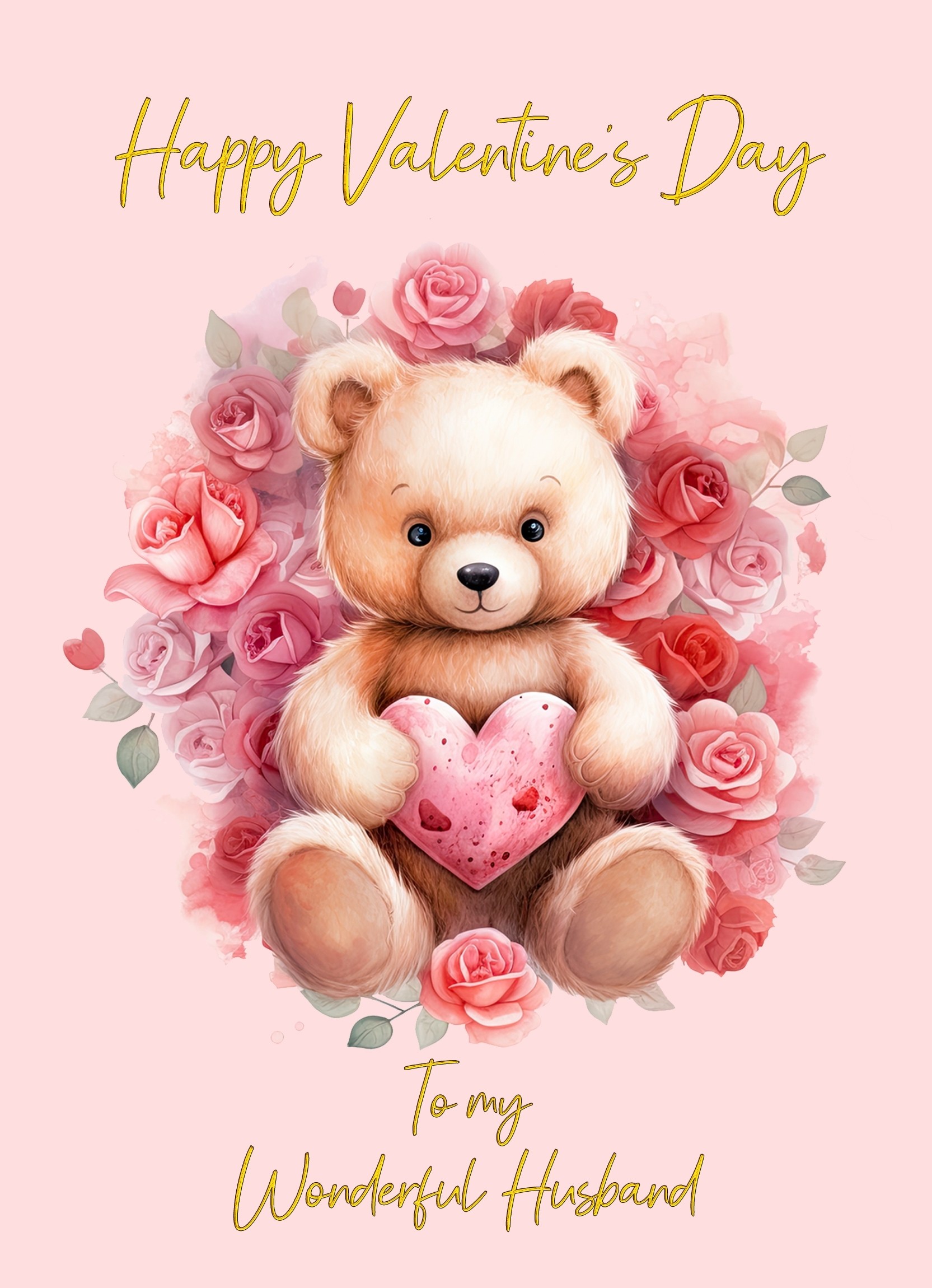 Valentines Day Card for Husband (Cuddly Bear, Design 1)