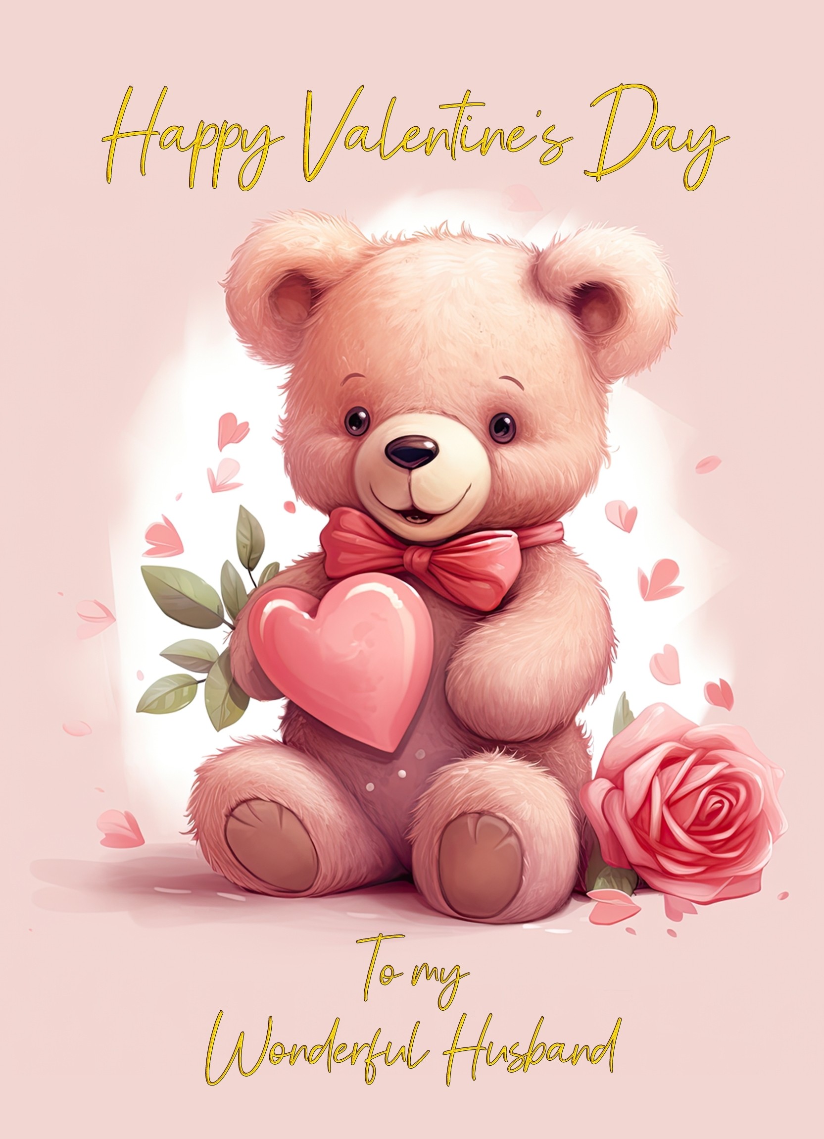 Valentines Day Card for Husband (Cuddly Bear, Design 4)