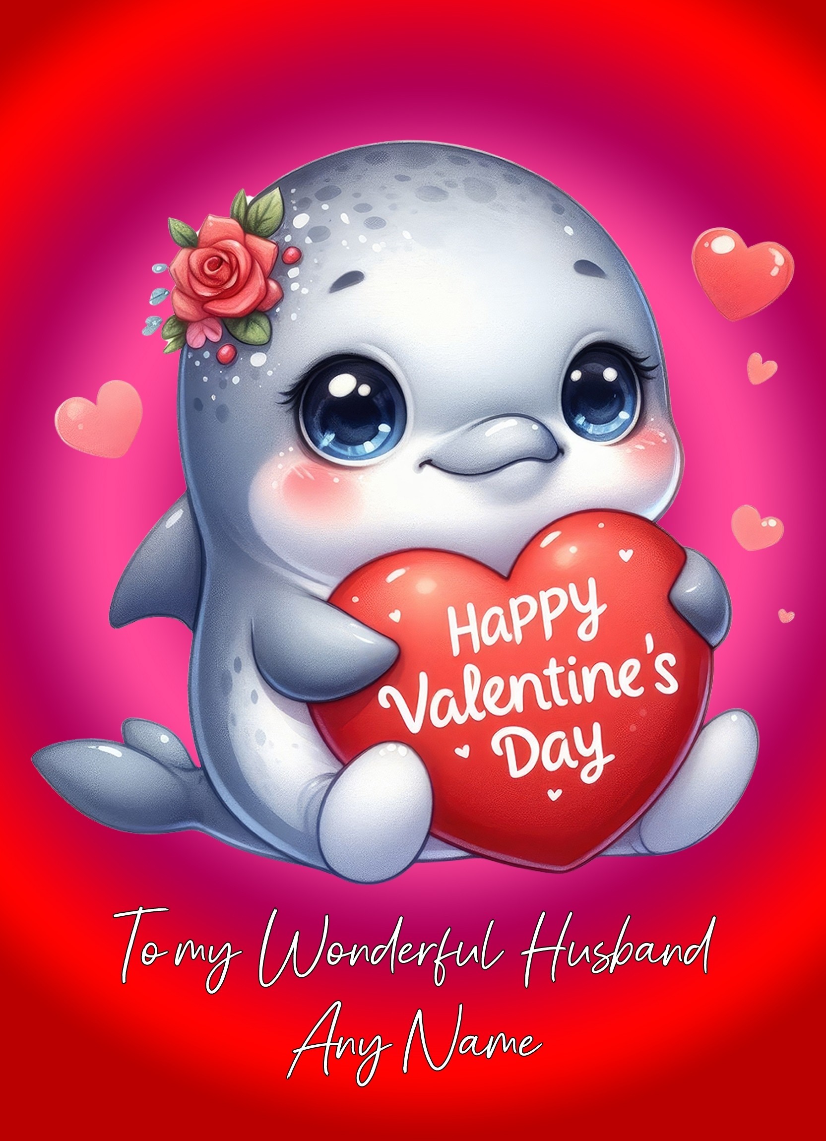 Personalised Valentines Day Card for Husband (Dolphin)