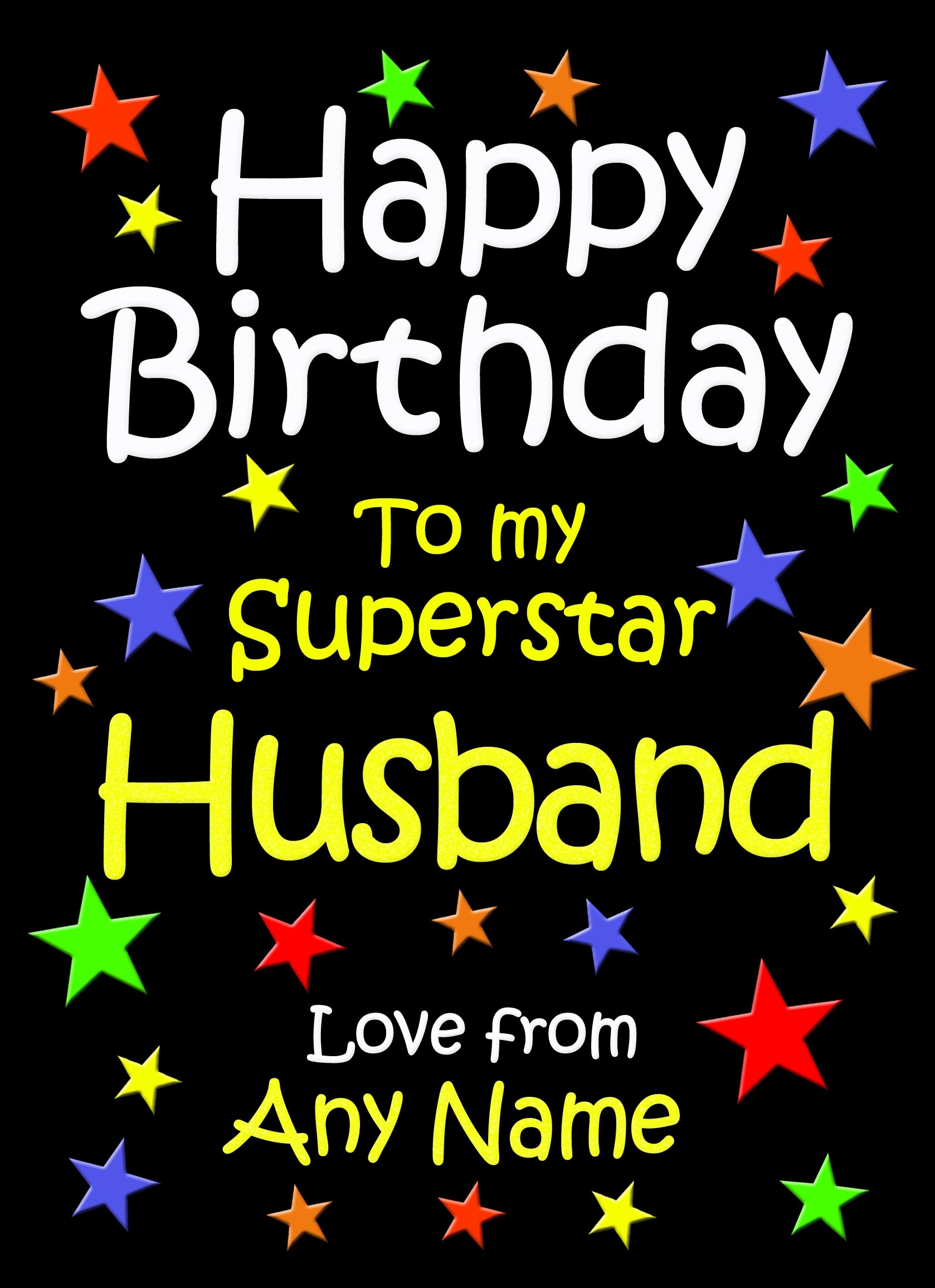 Personalised Husband Birthday Card (Black)