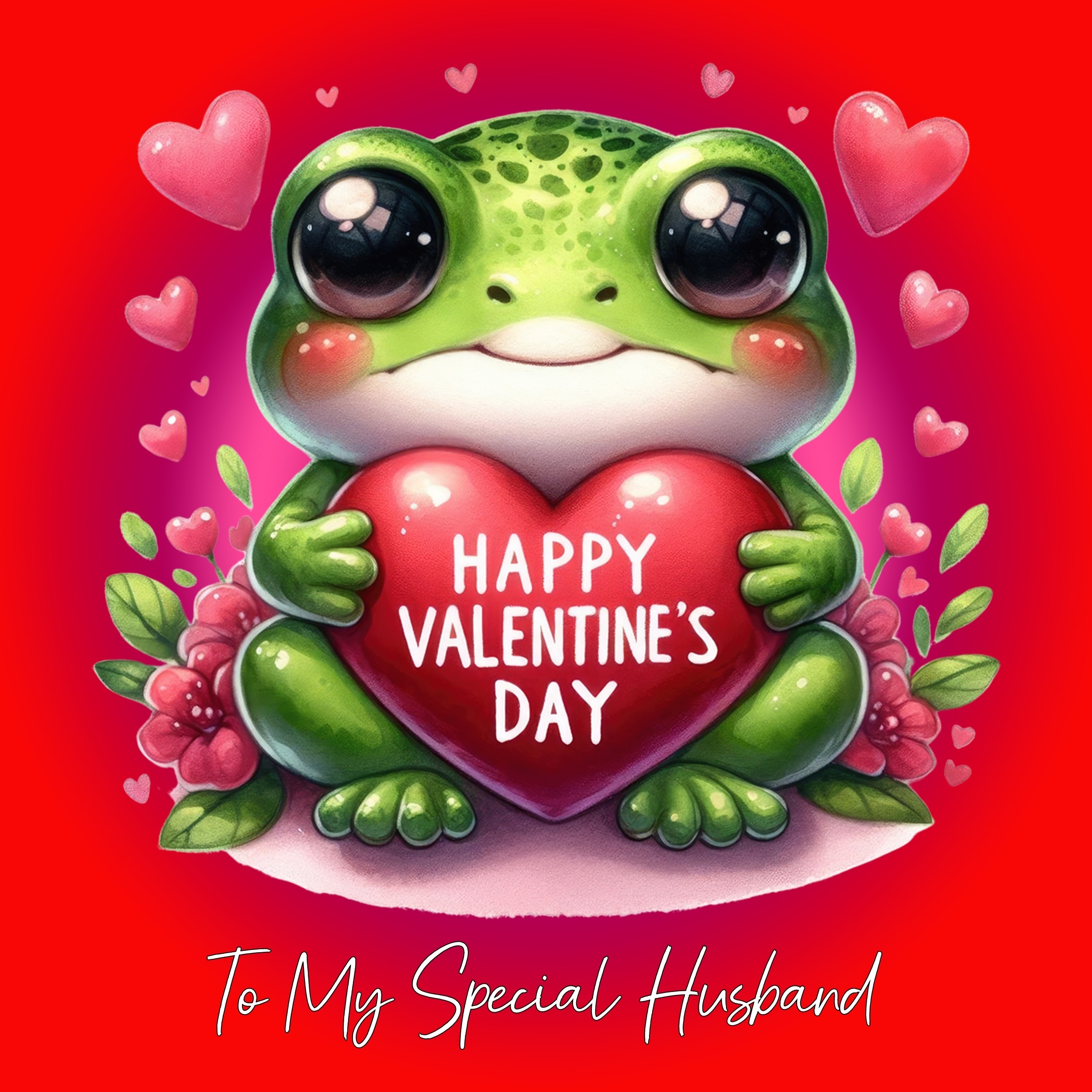 Valentines Day Square Card for Husband (Frog)