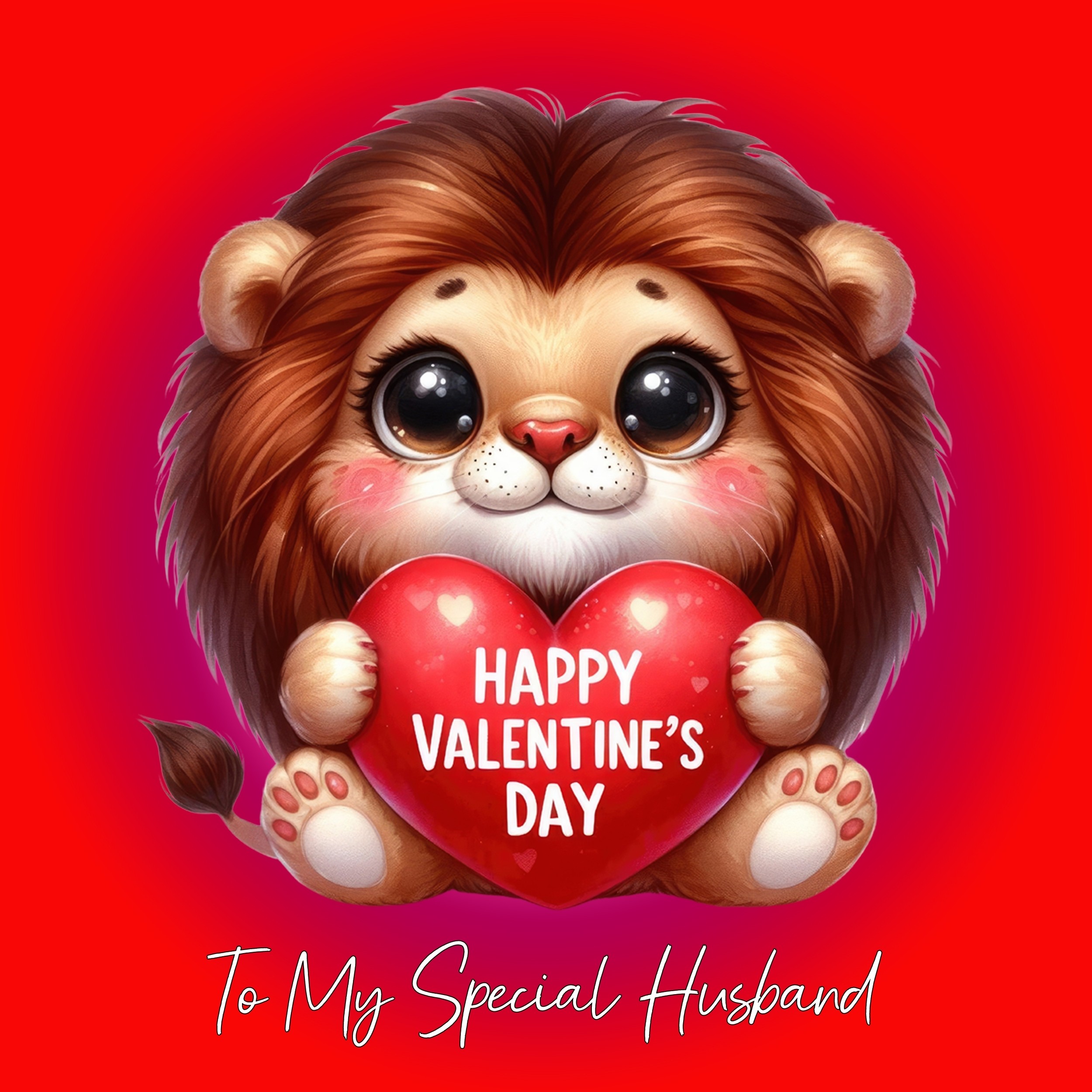 Valentines Day Square Card for Husband (Lion)