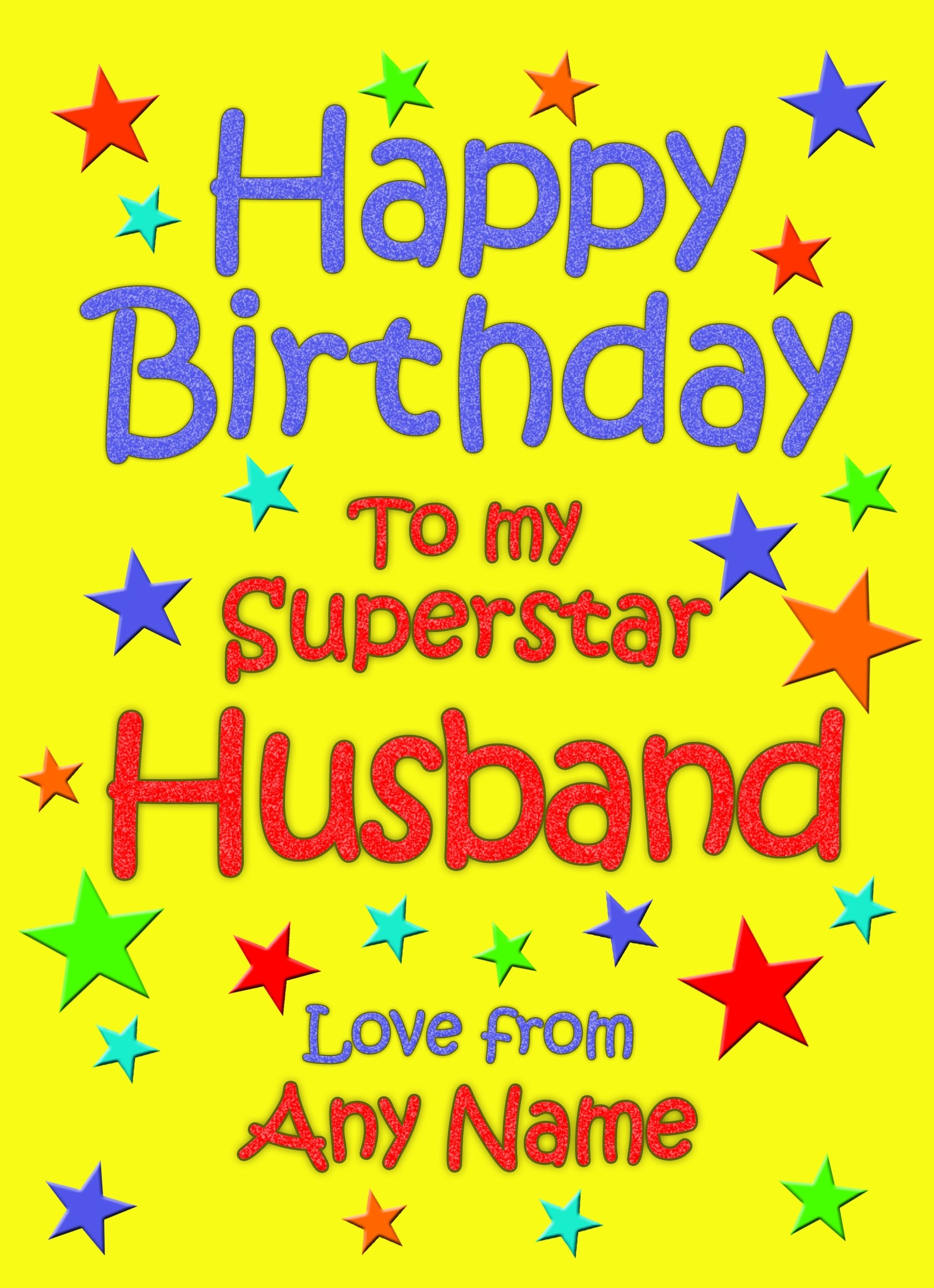 Personalised Husband Birthday Card (Yellow)