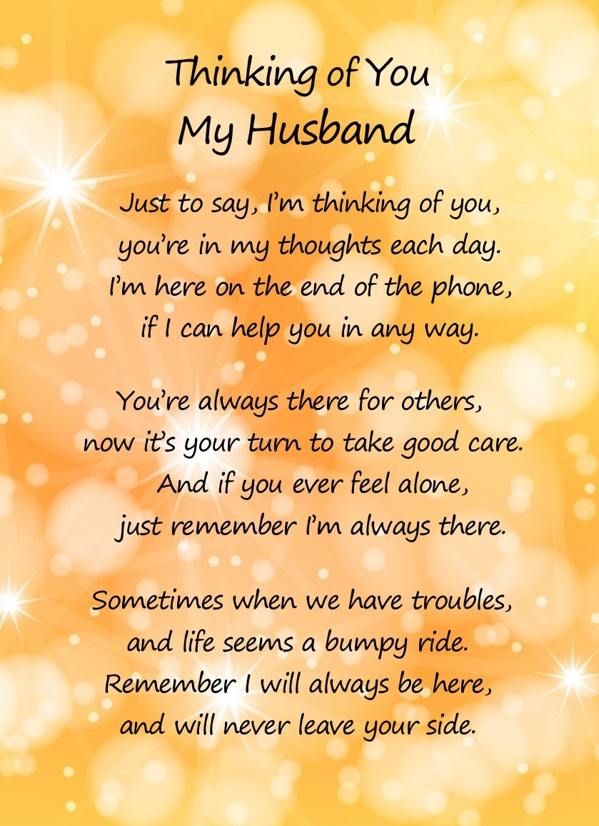 Thinking of You 'My Husband' Poem Verse Greeting Card