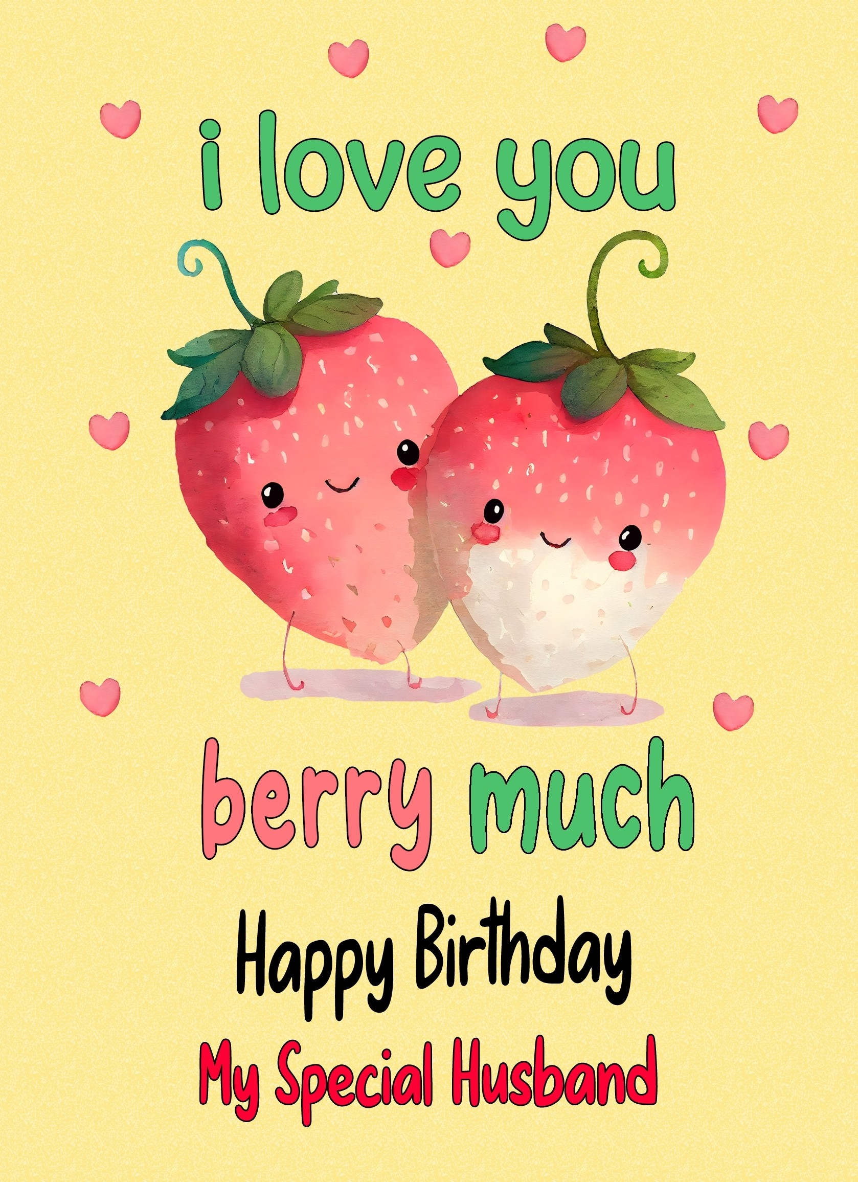 Funny Pun Romantic Birthday Card for Husband (Berry Much)