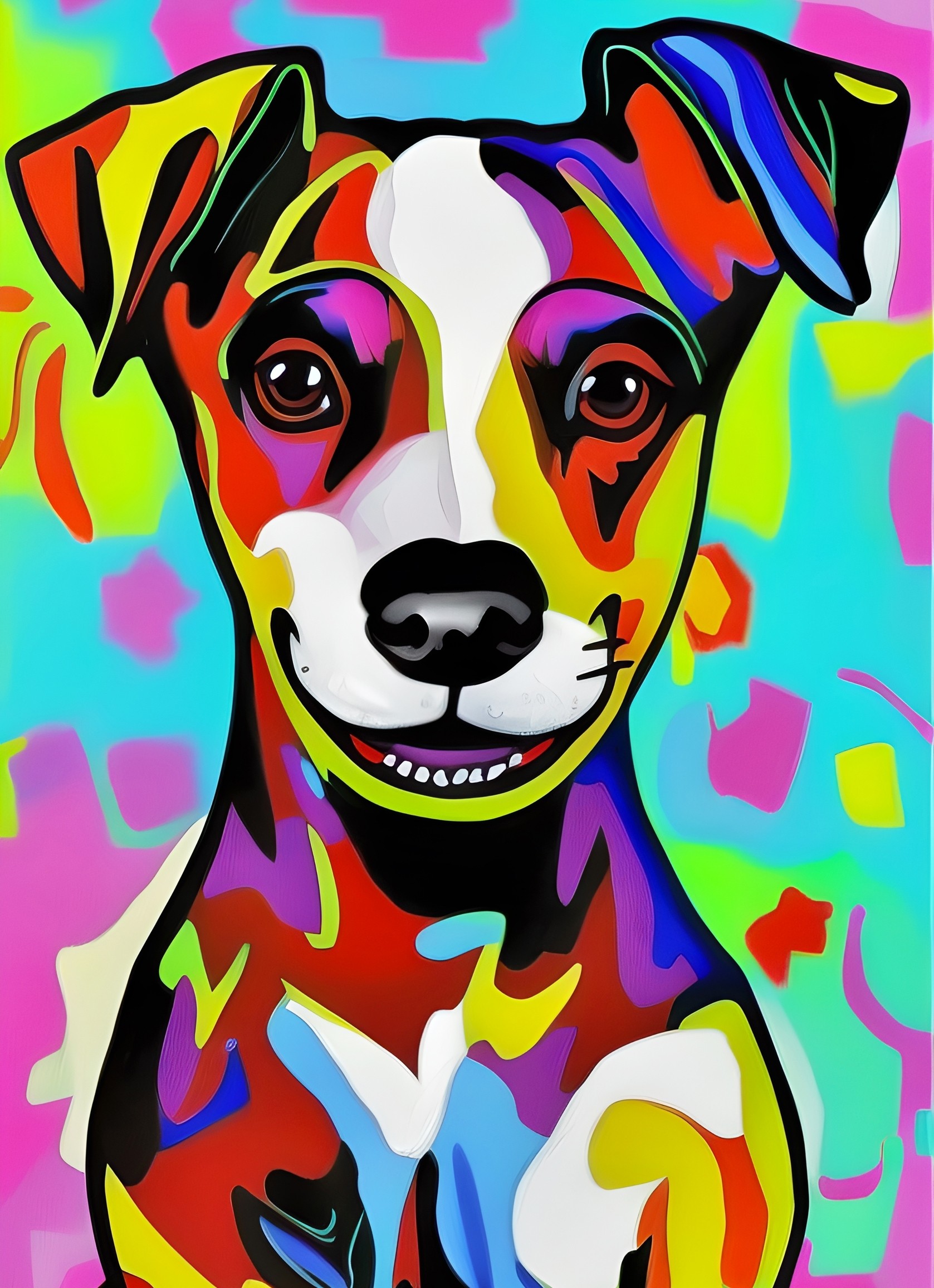 Jack Russell Dog Colourful Abstract Art Blank Greeting Card