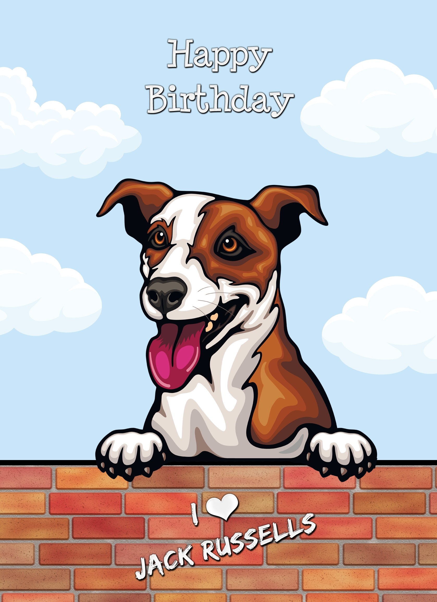 Jack Russell Dog Birthday Card (Art, Clouds)