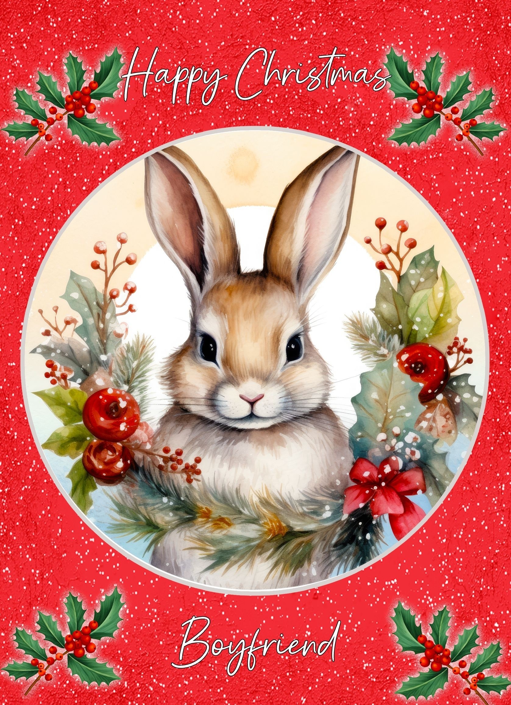 Christmas Card For Boyfriend (Globe, Rabbit)
